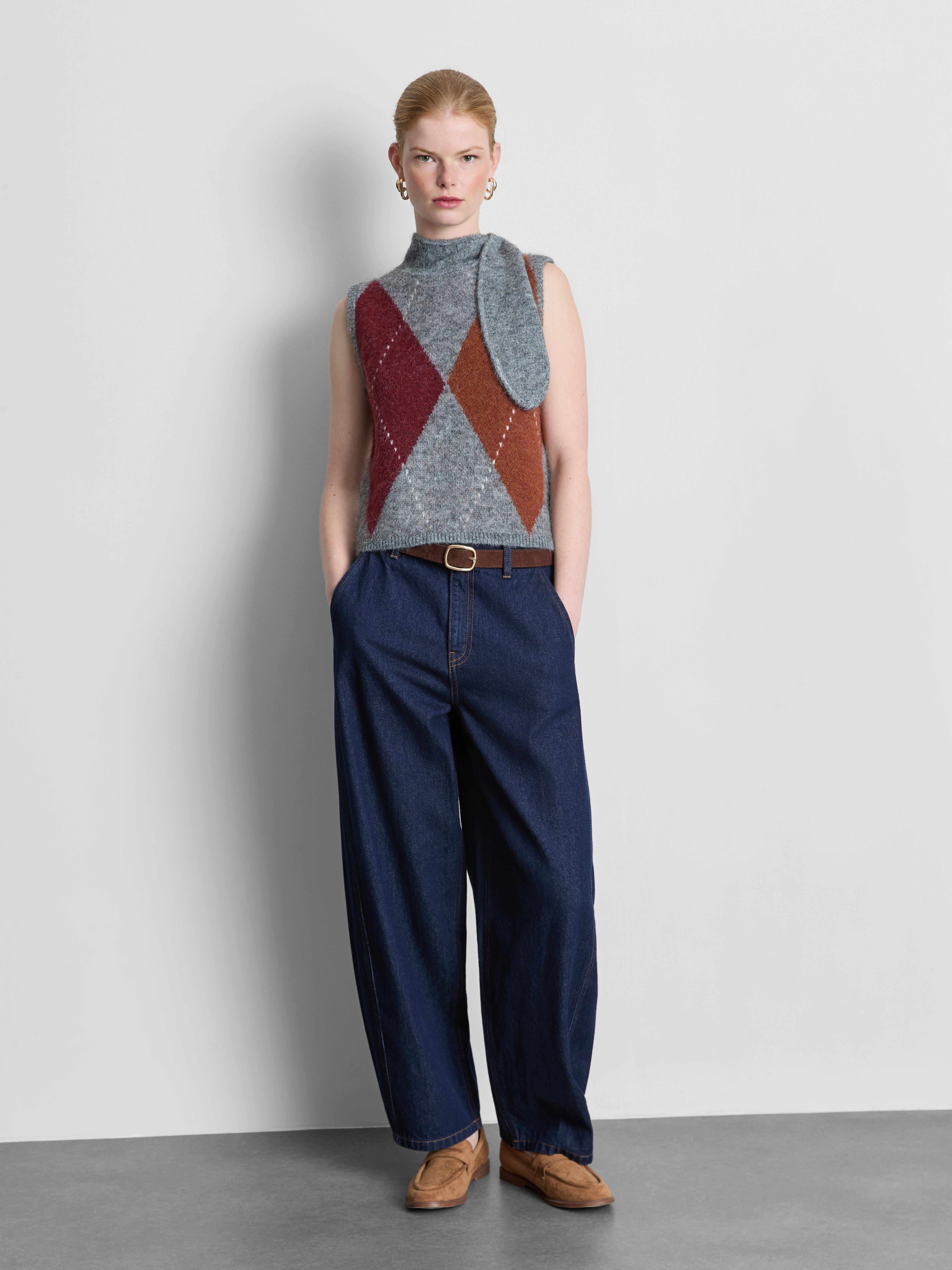 The Edit Cotton Denim Barrel-Leg Jeans - Indigo