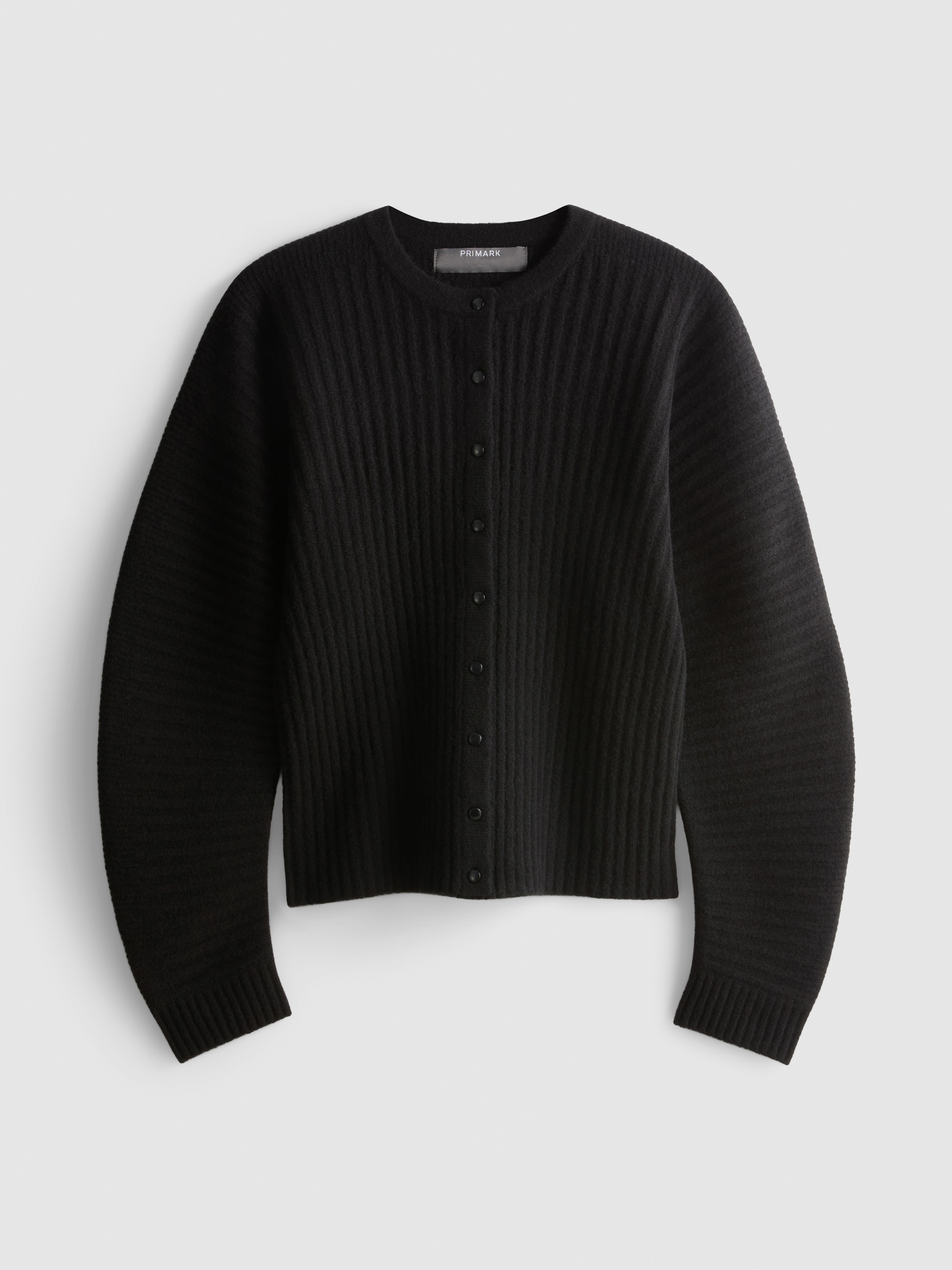 Ribbed Sculpted Cardigan - Black