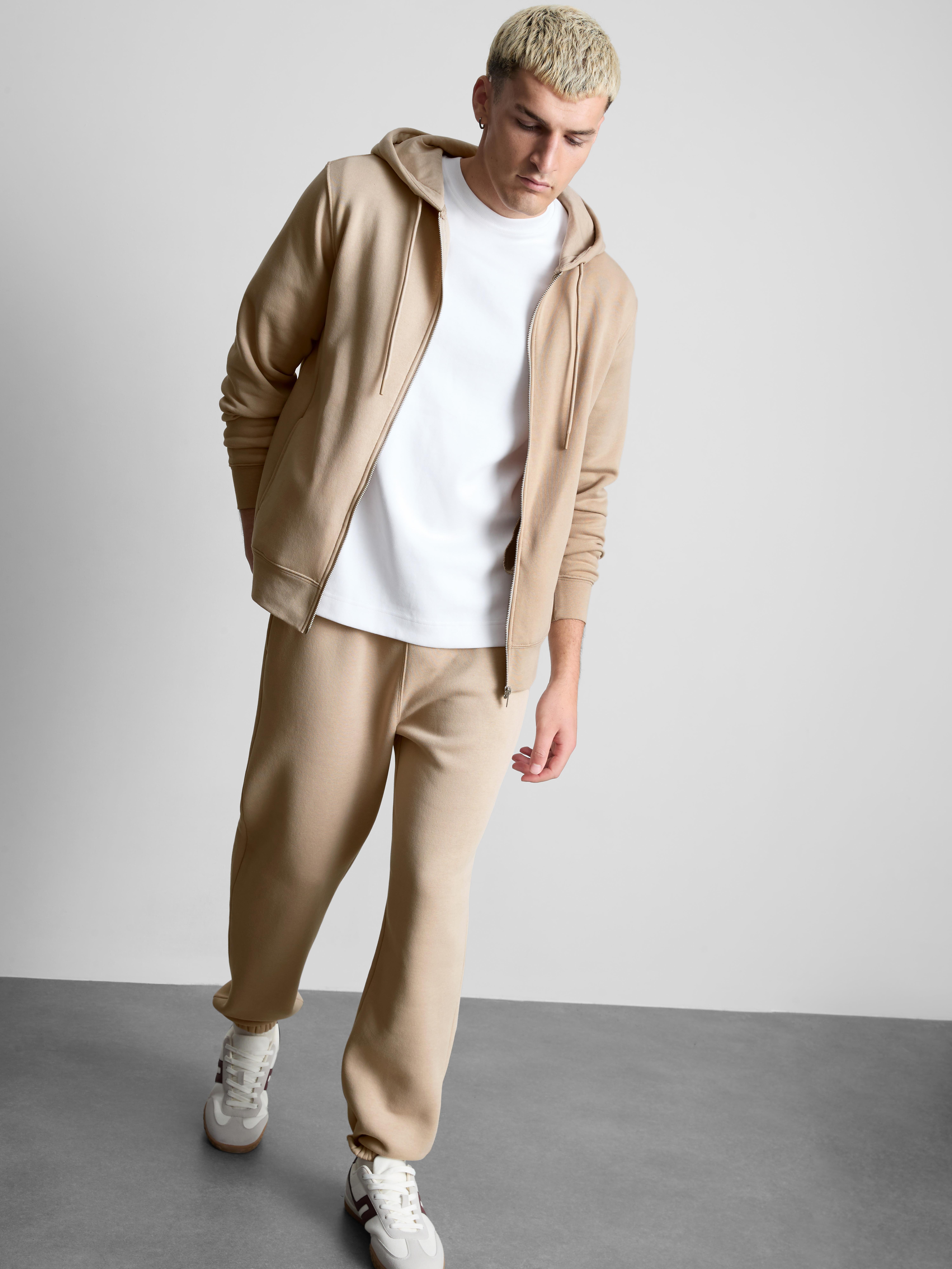 Drawstring Cuffed Joggers - Stone