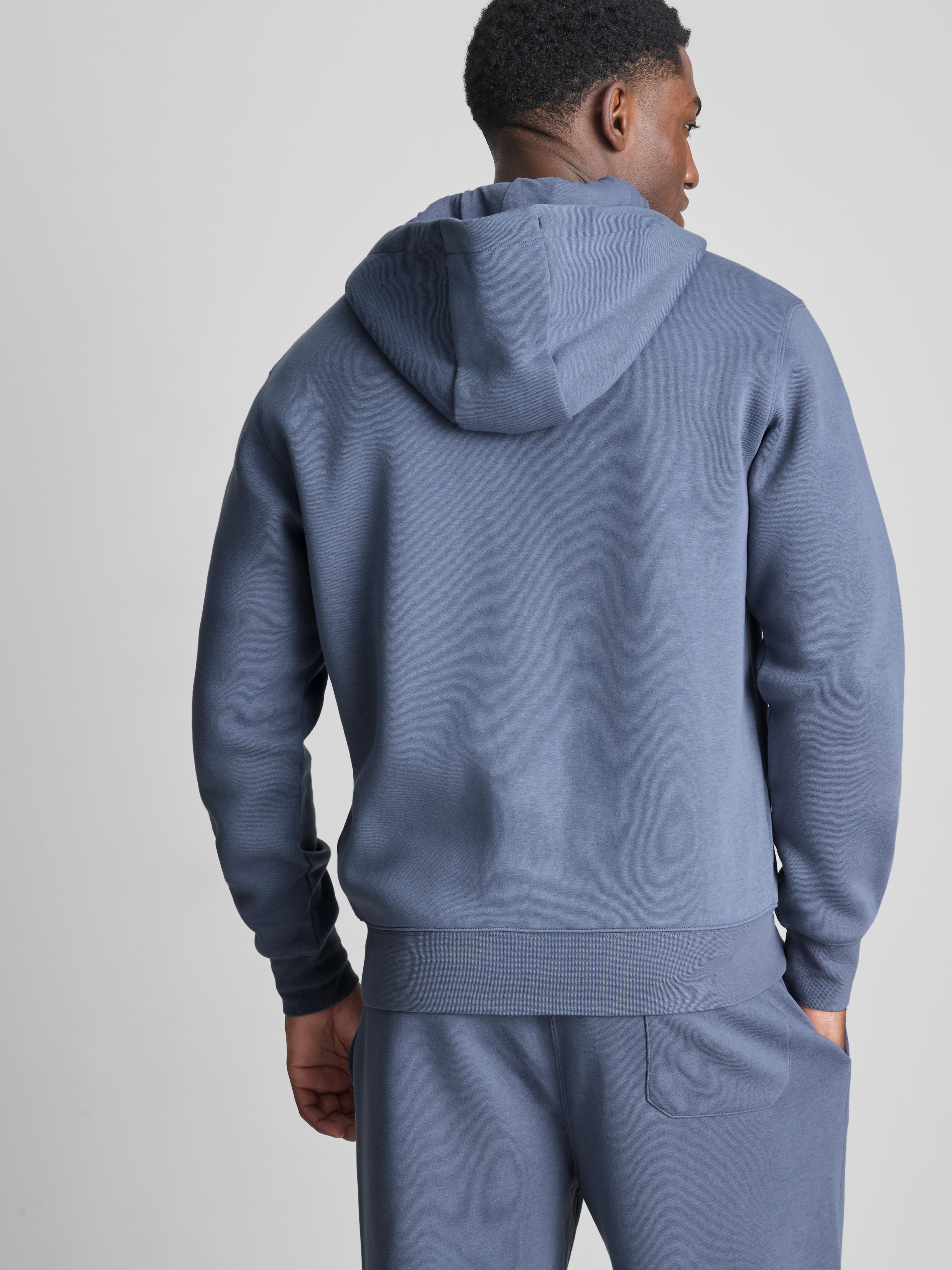 Regular-Fit Cotton-Blend Zip-Up Hoodie - Blue