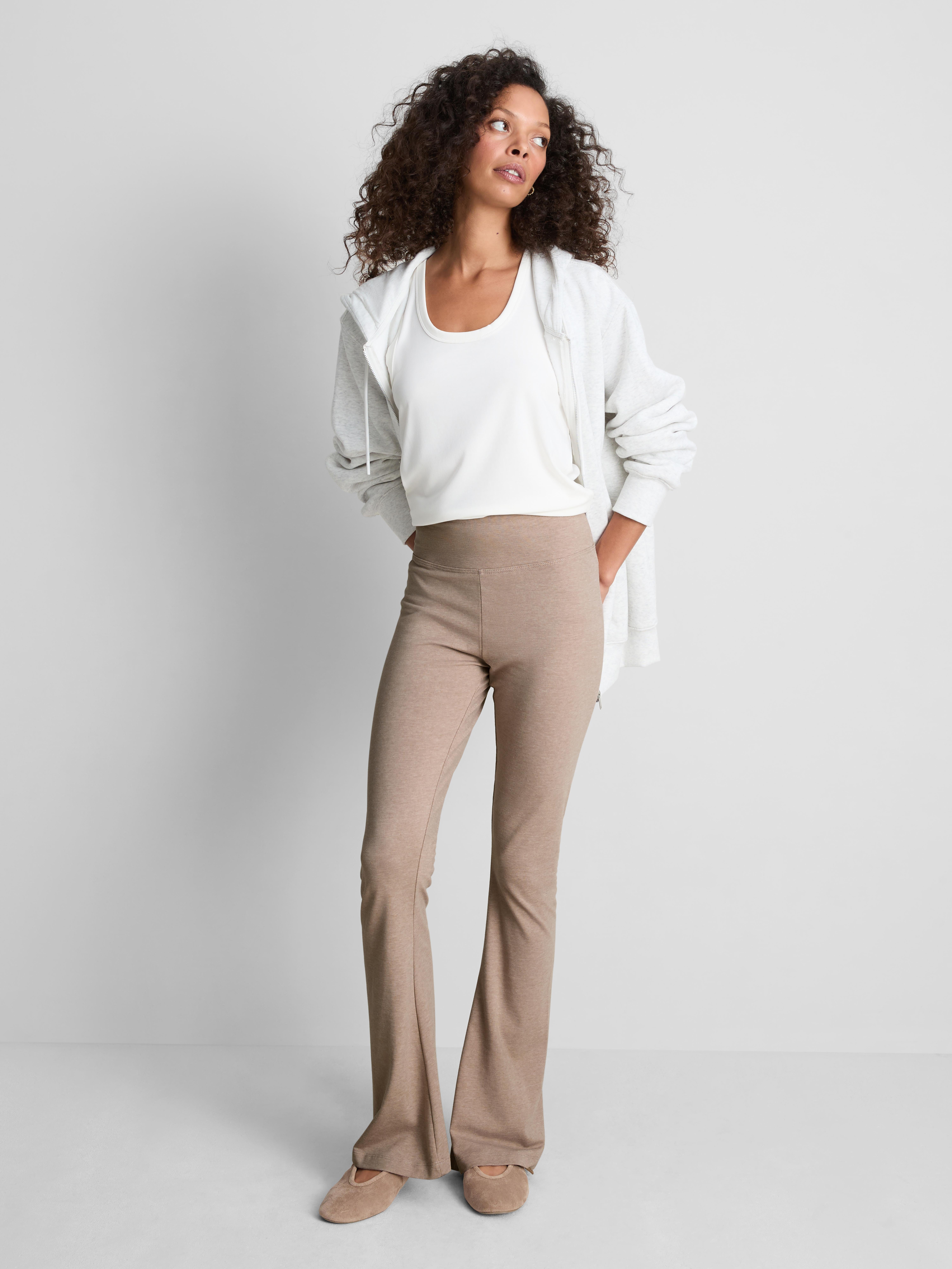 Cotton Rich Flared Leggings - Oatmeal