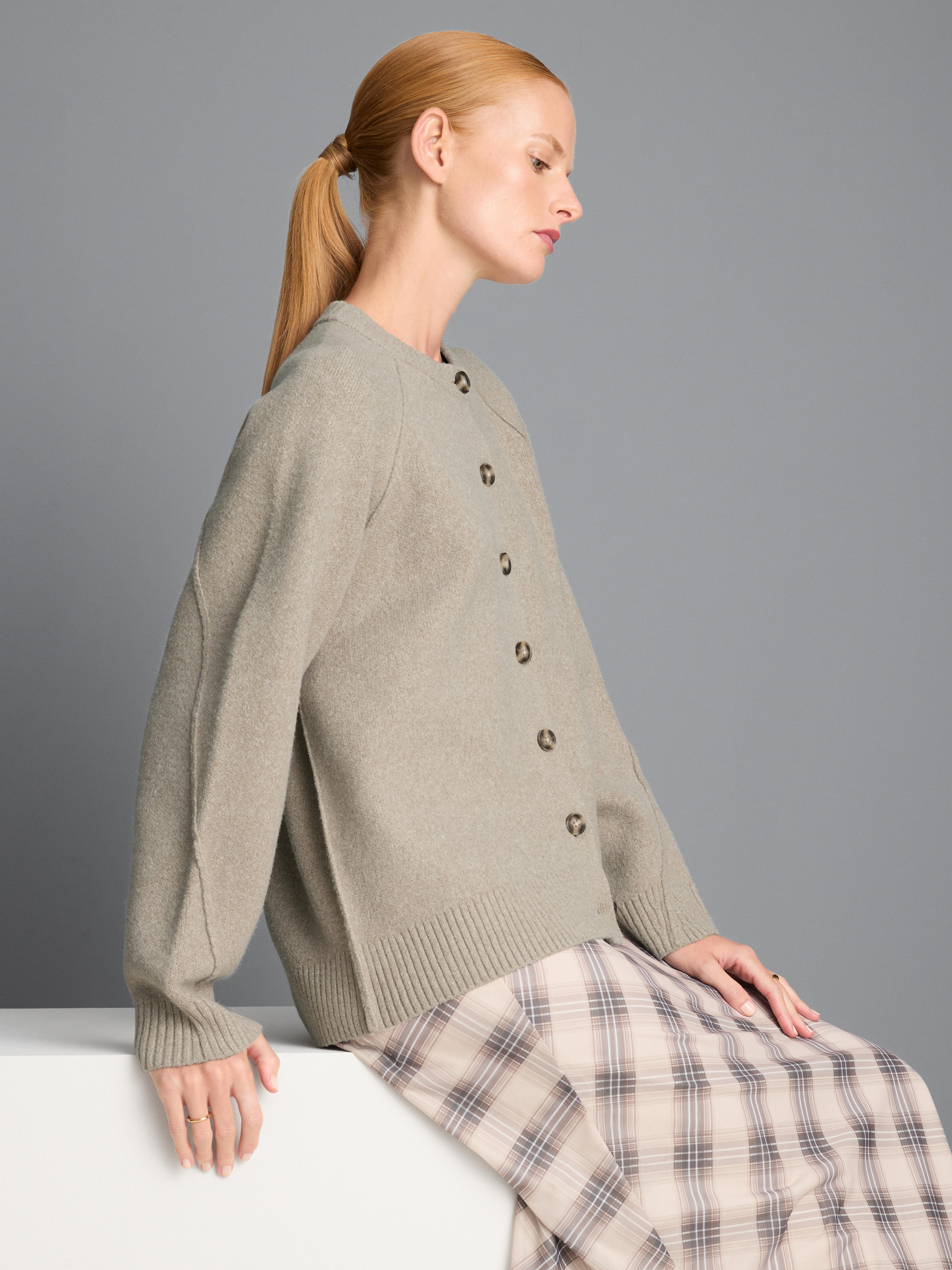 Relaxed Seam Detail Cardigan - Mocha