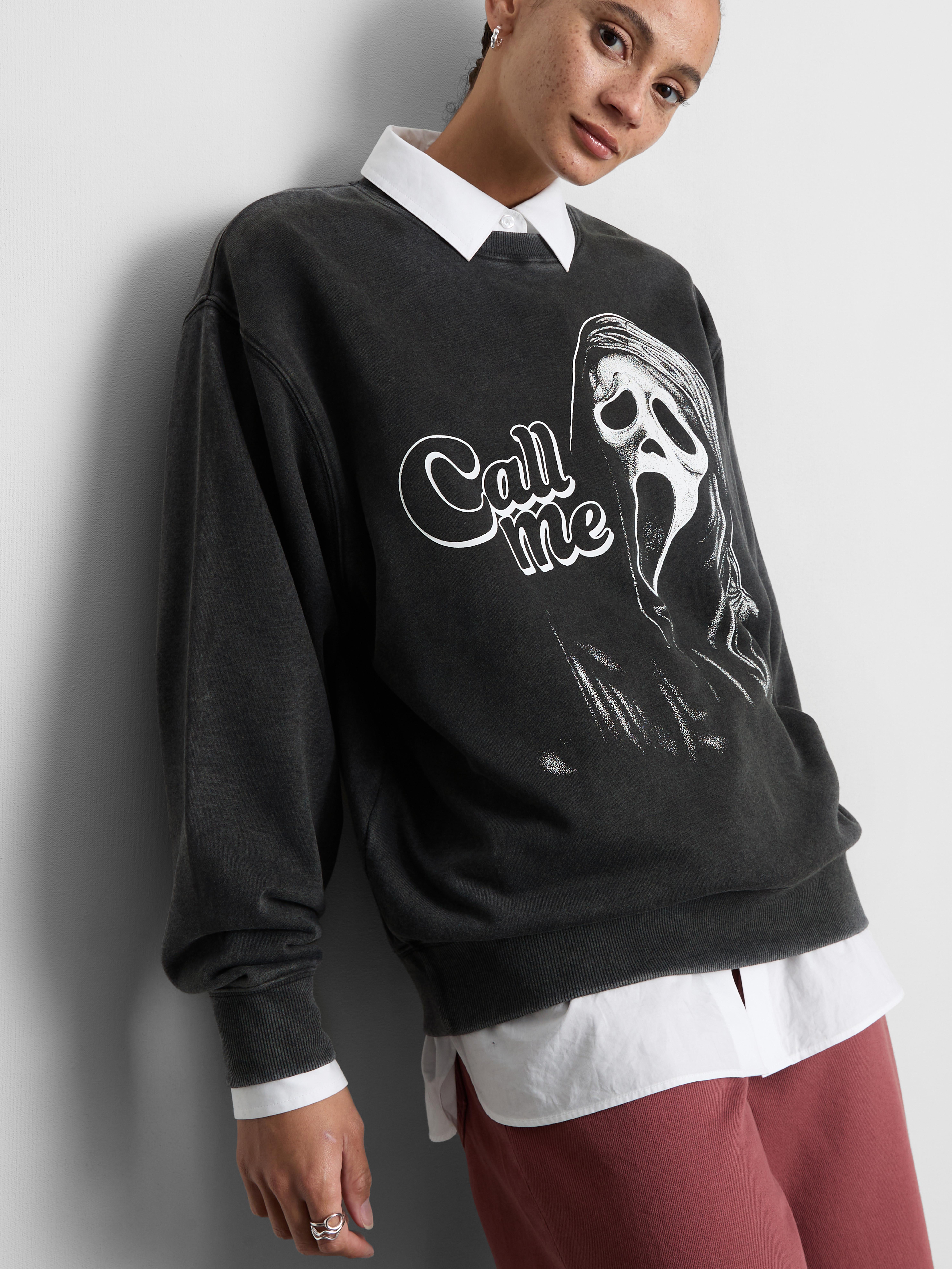 Ghostface Cotton Rich Sweatshirt - Charcoal