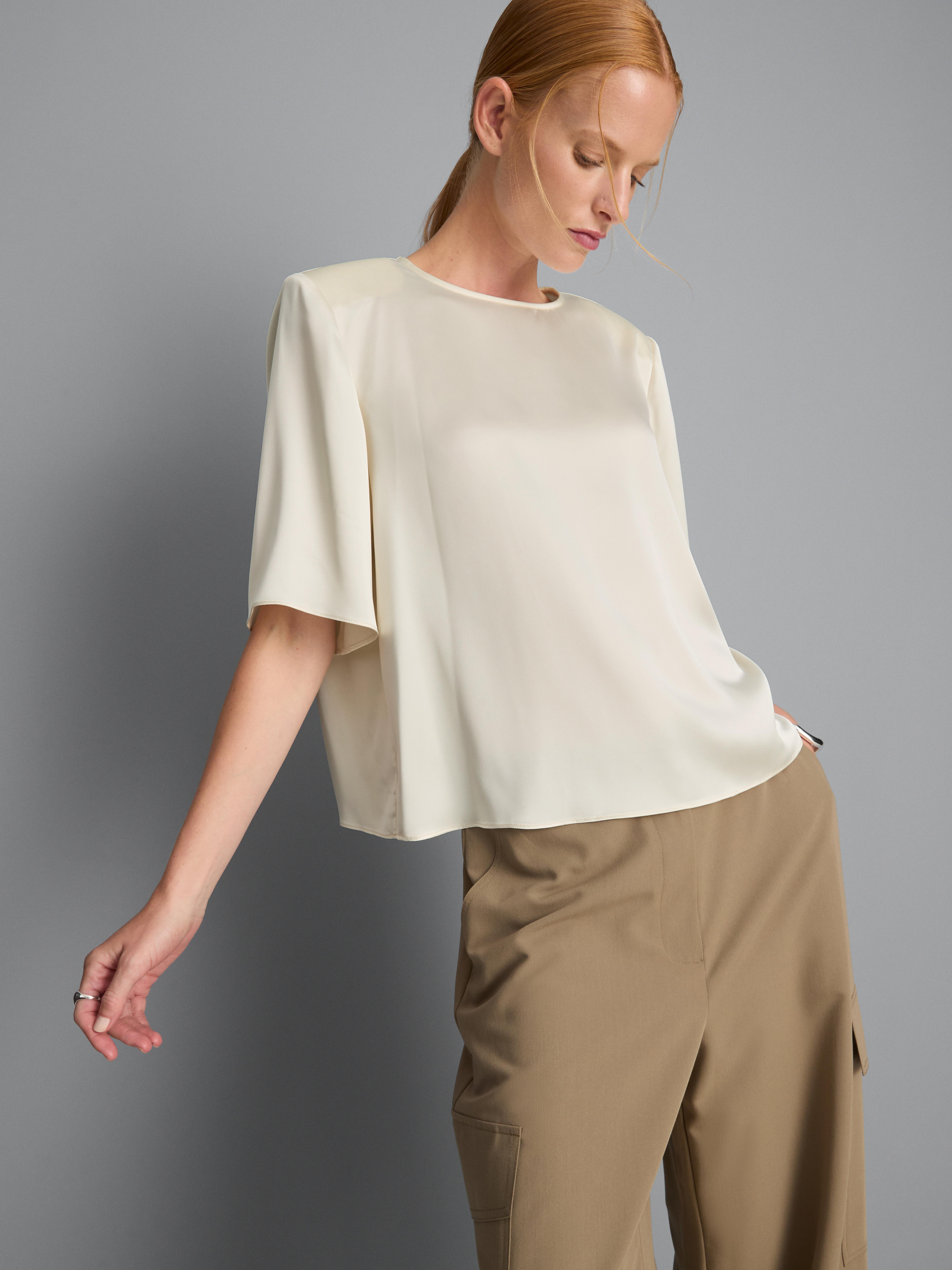 Satin Shoulder Pad Tee - Gold
