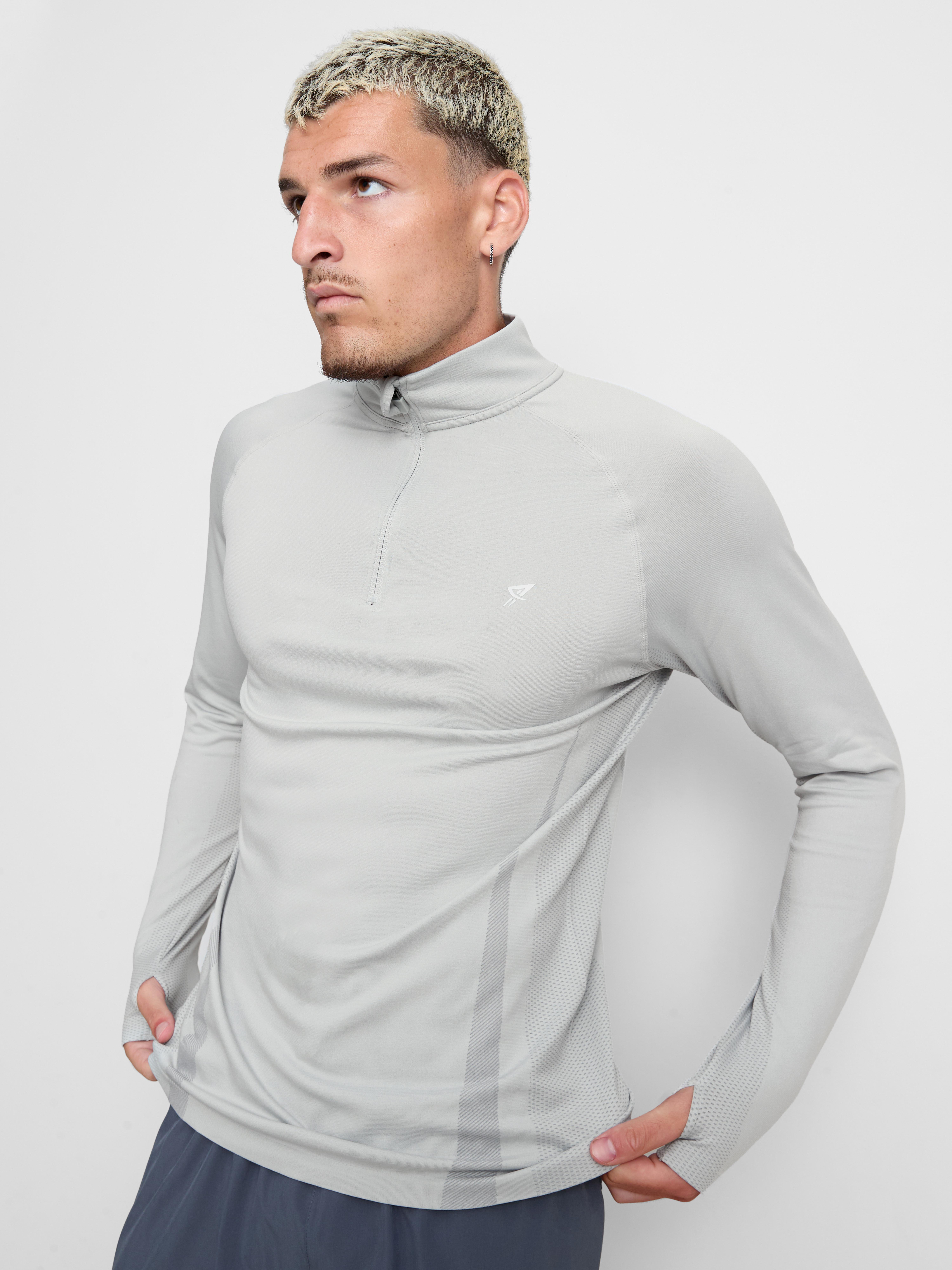 Quarter Zip Gym Top - Gray
