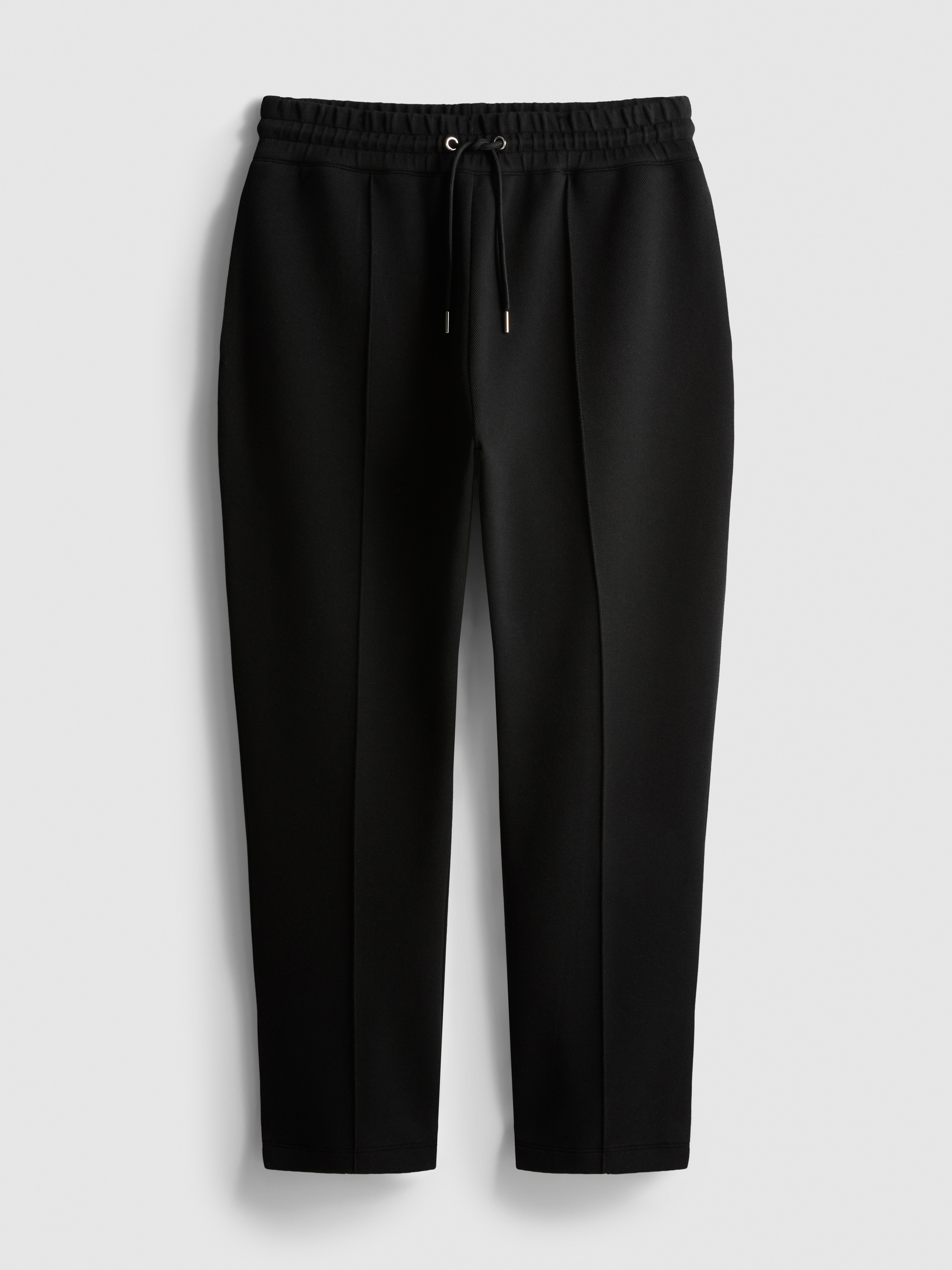 The Edit Pique Drawstring Joggers - Black