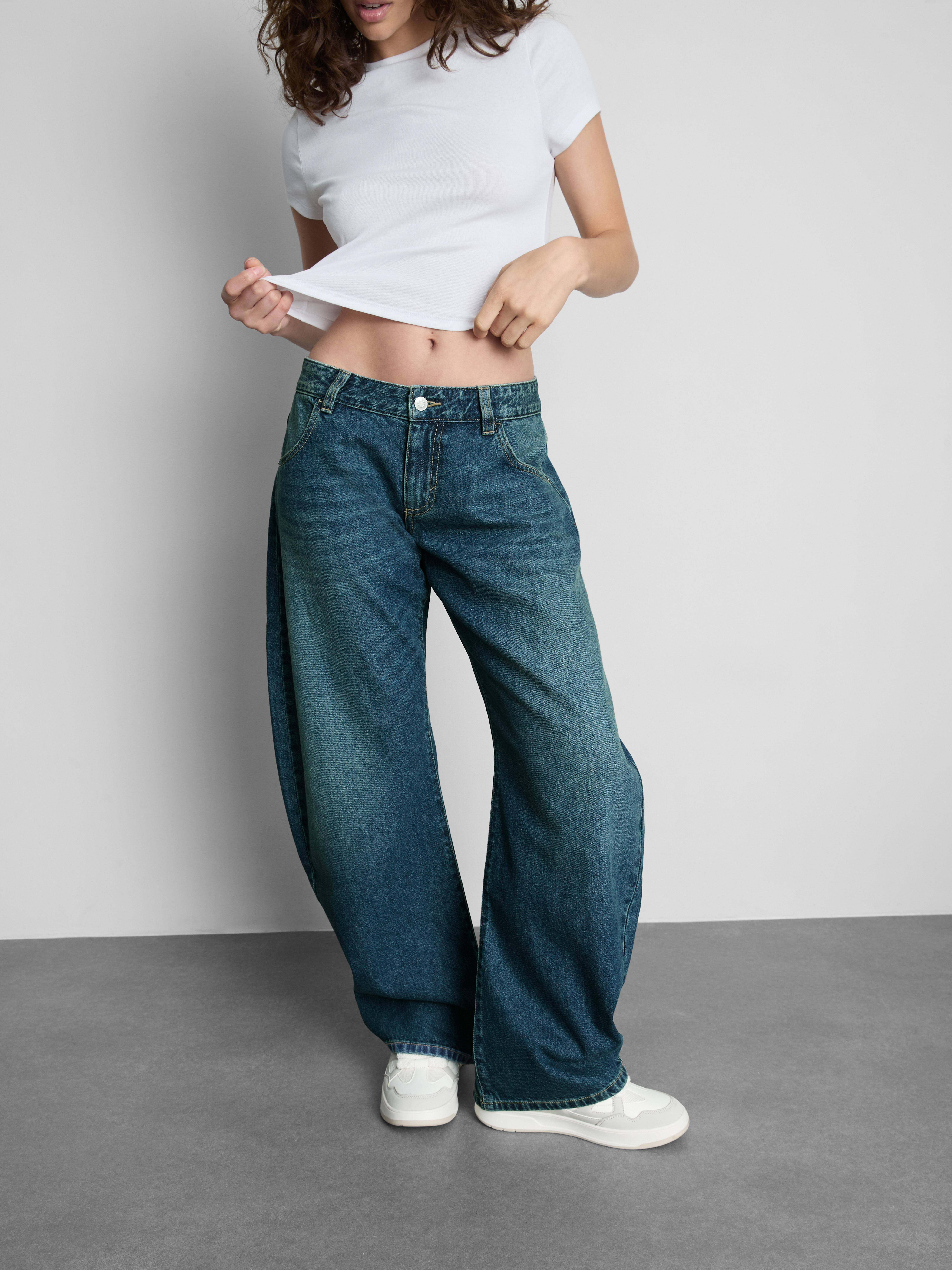 The Primark Scene | Cotton Denim Barrel-Leg Jeans - Blue Heather