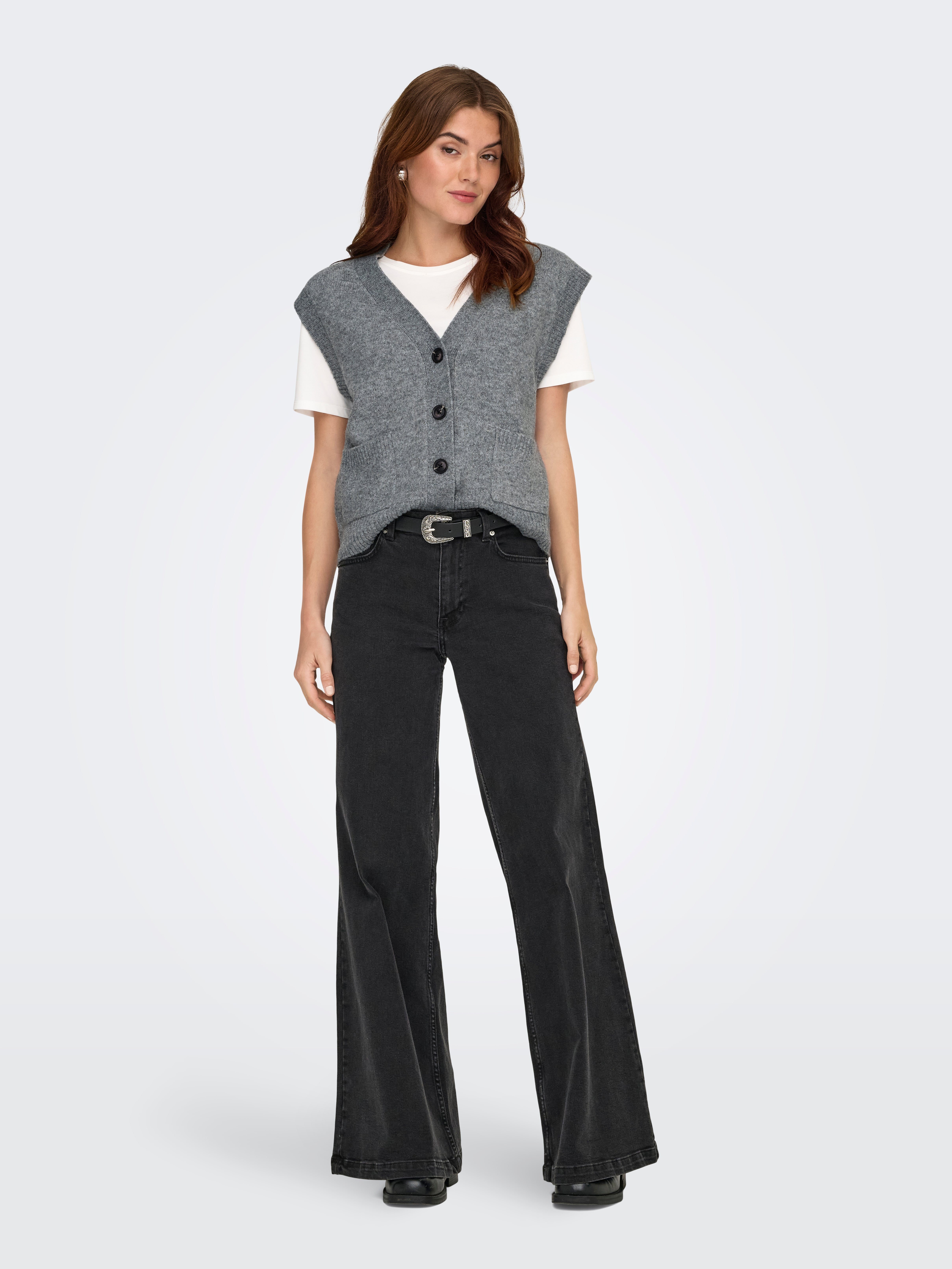 JDYSUPER Knitted vest Medium Grey Melange