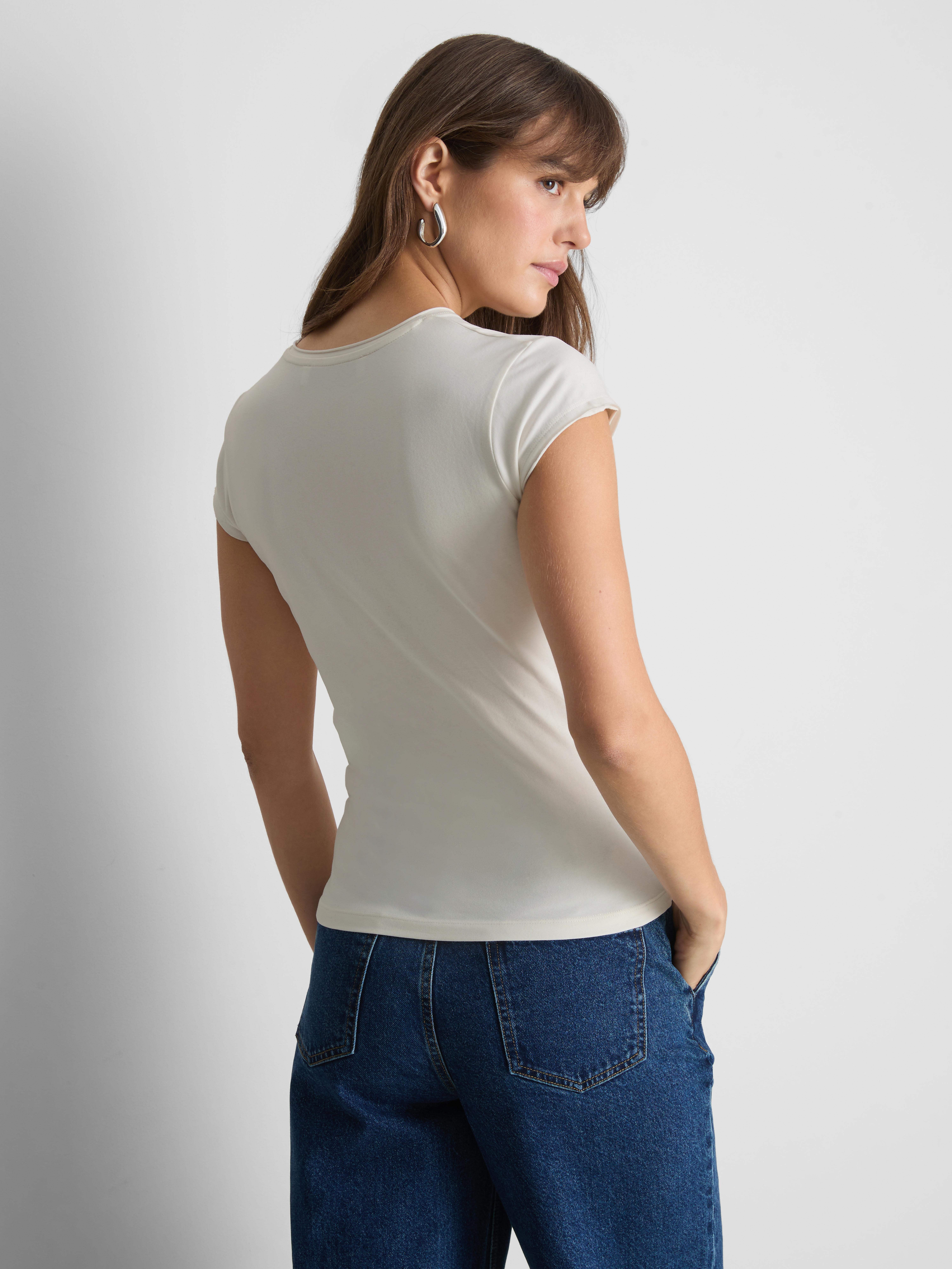 Paula Echevarría Cap-Sleeve Slogan Tee - White