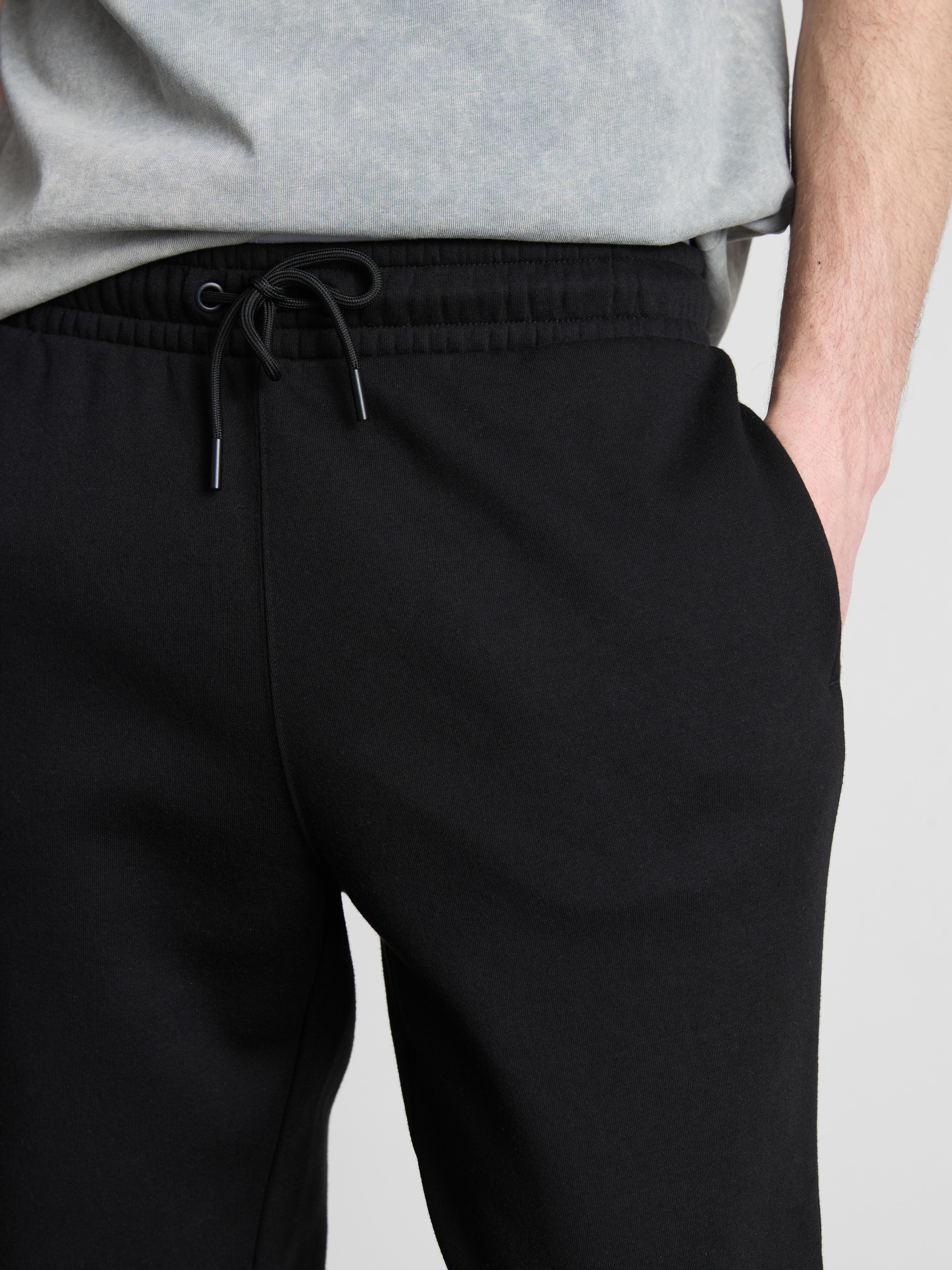 Stretch Waist Cuffed Joggers - Black