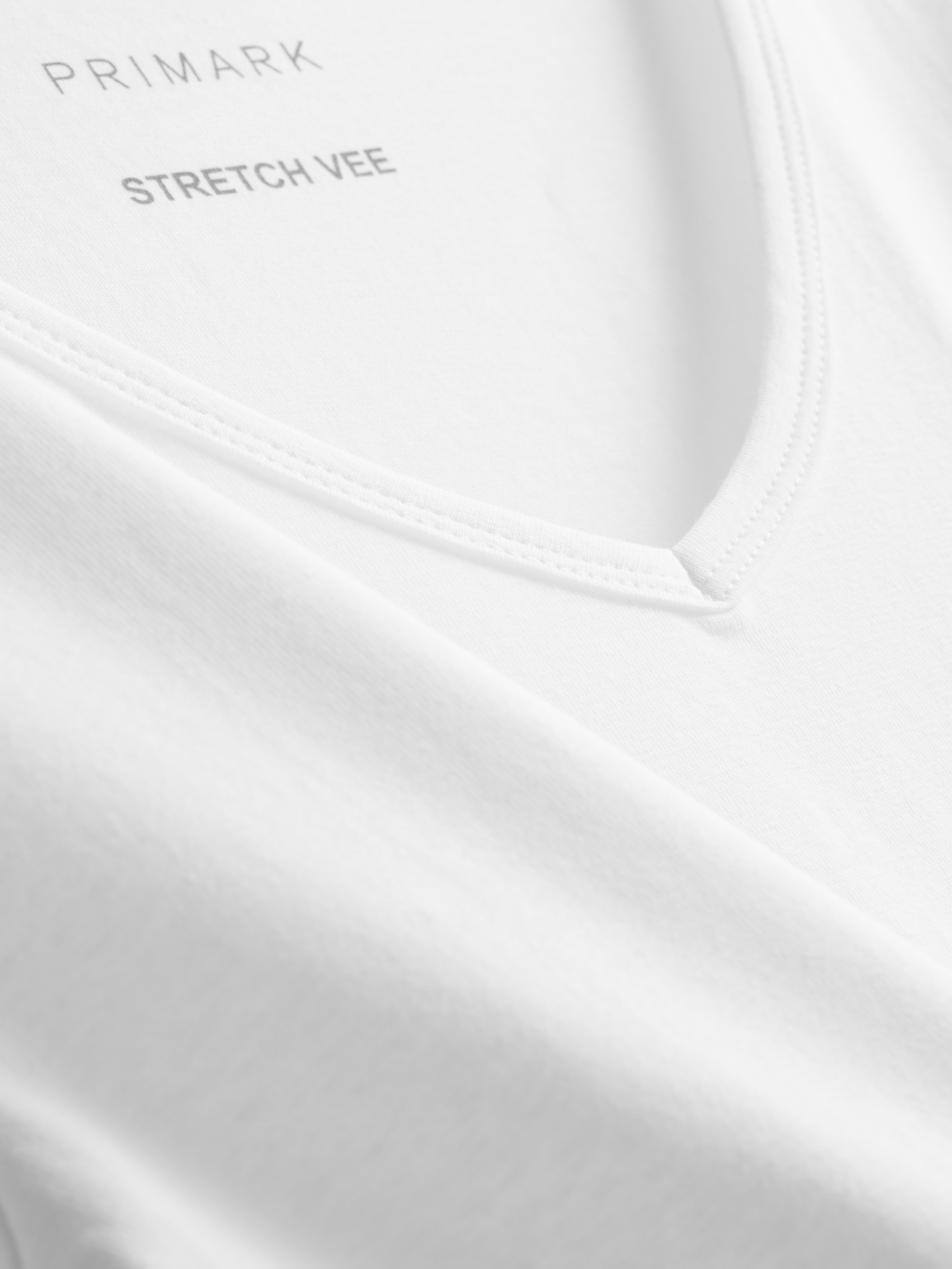 Cotton-Rich Long-Sleeve V-Neck Tee - White