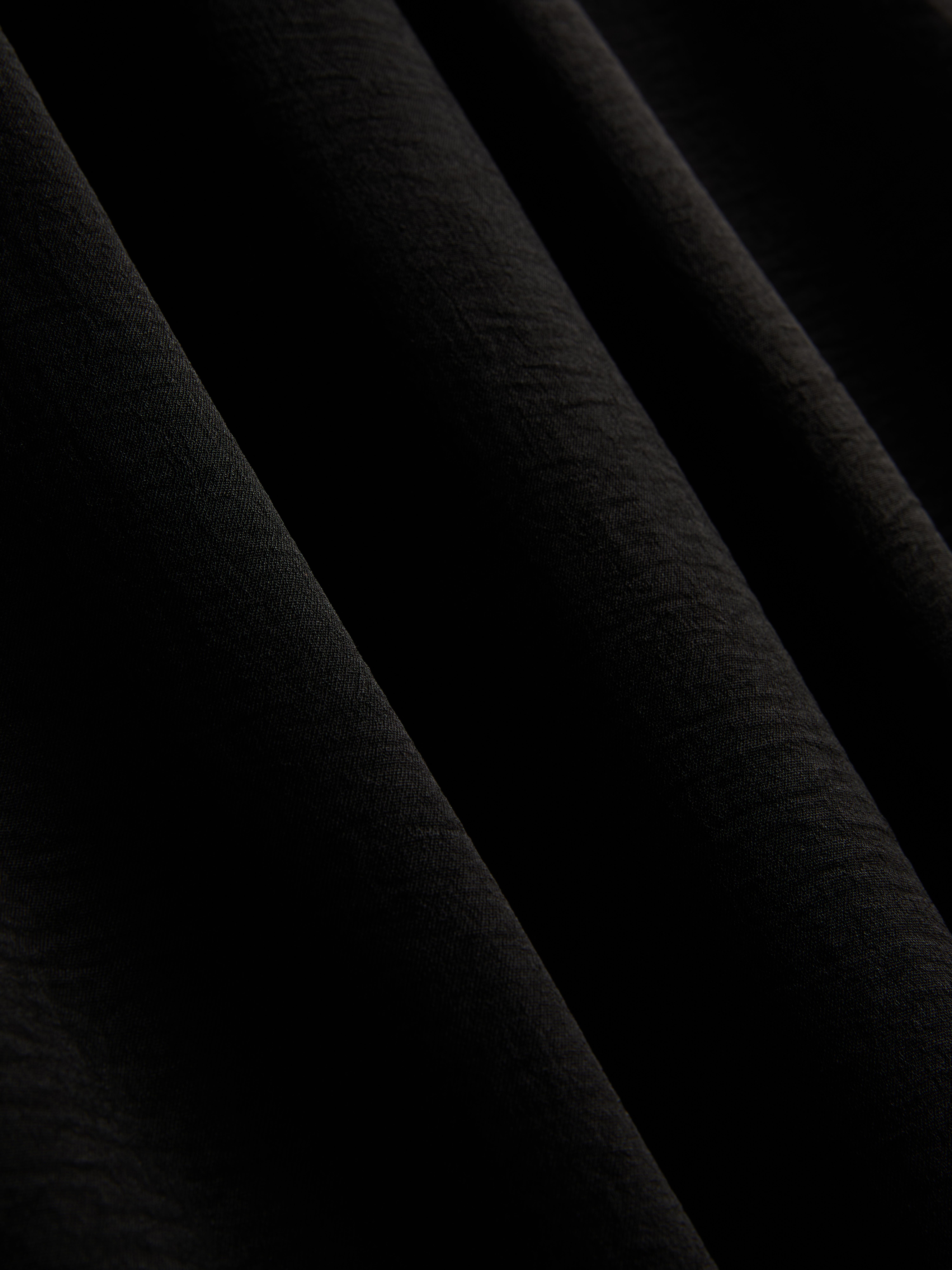 Elastic Waist Wide-Leg Pants - Black