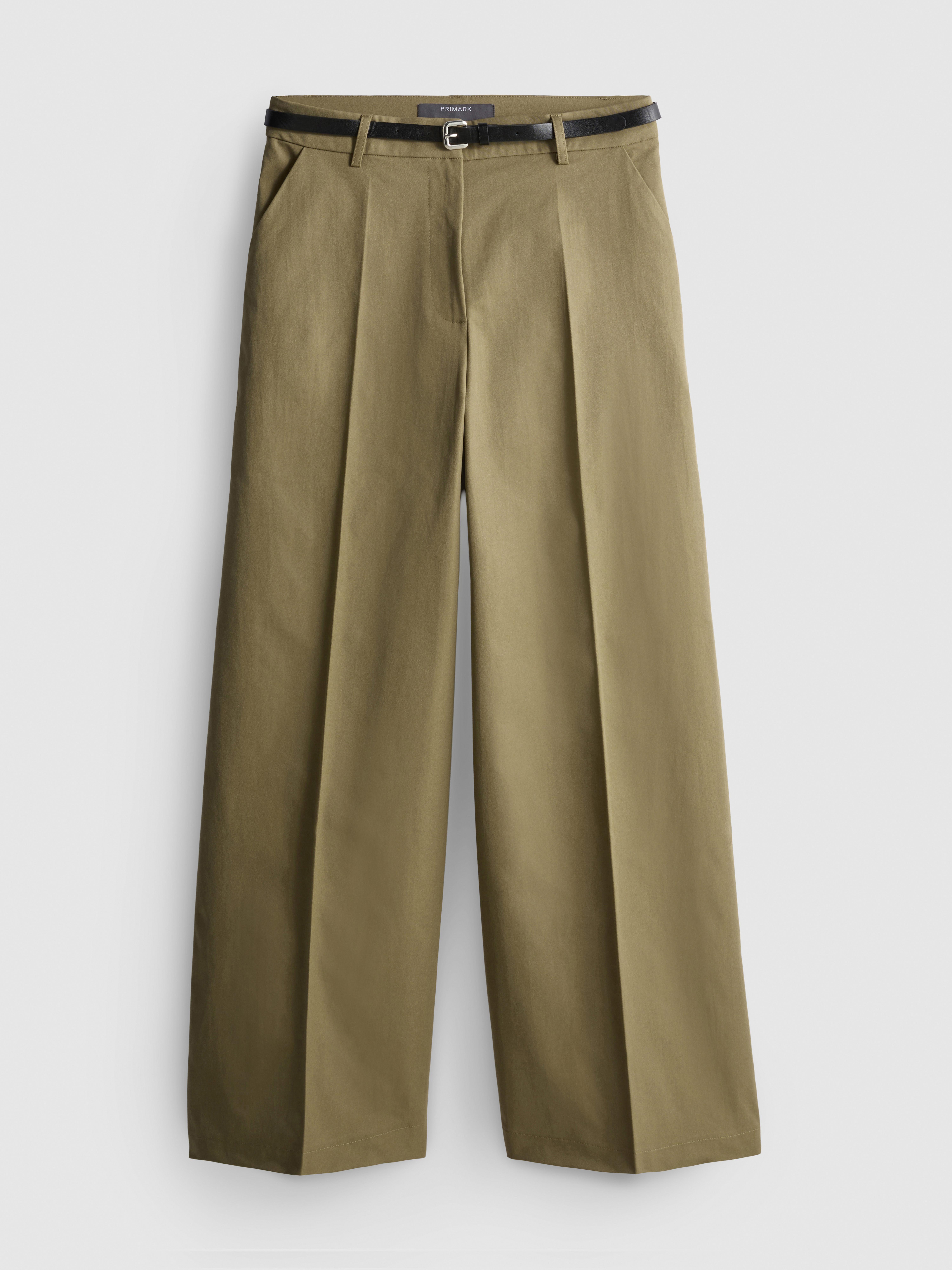 Belted Wide-Leg Pants - Olive