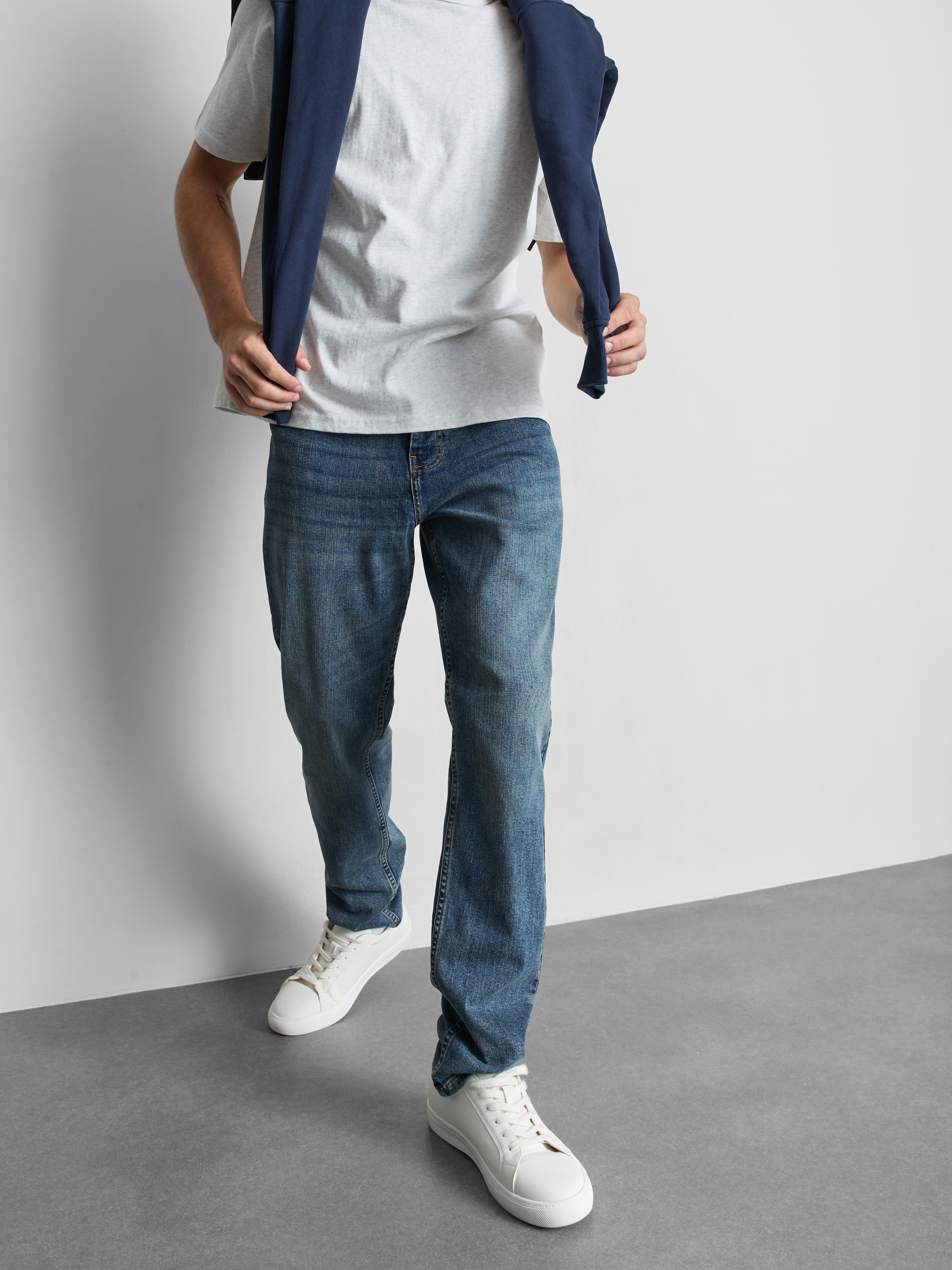 Mid-Rise Slim Fit Jeans - Mid Blue