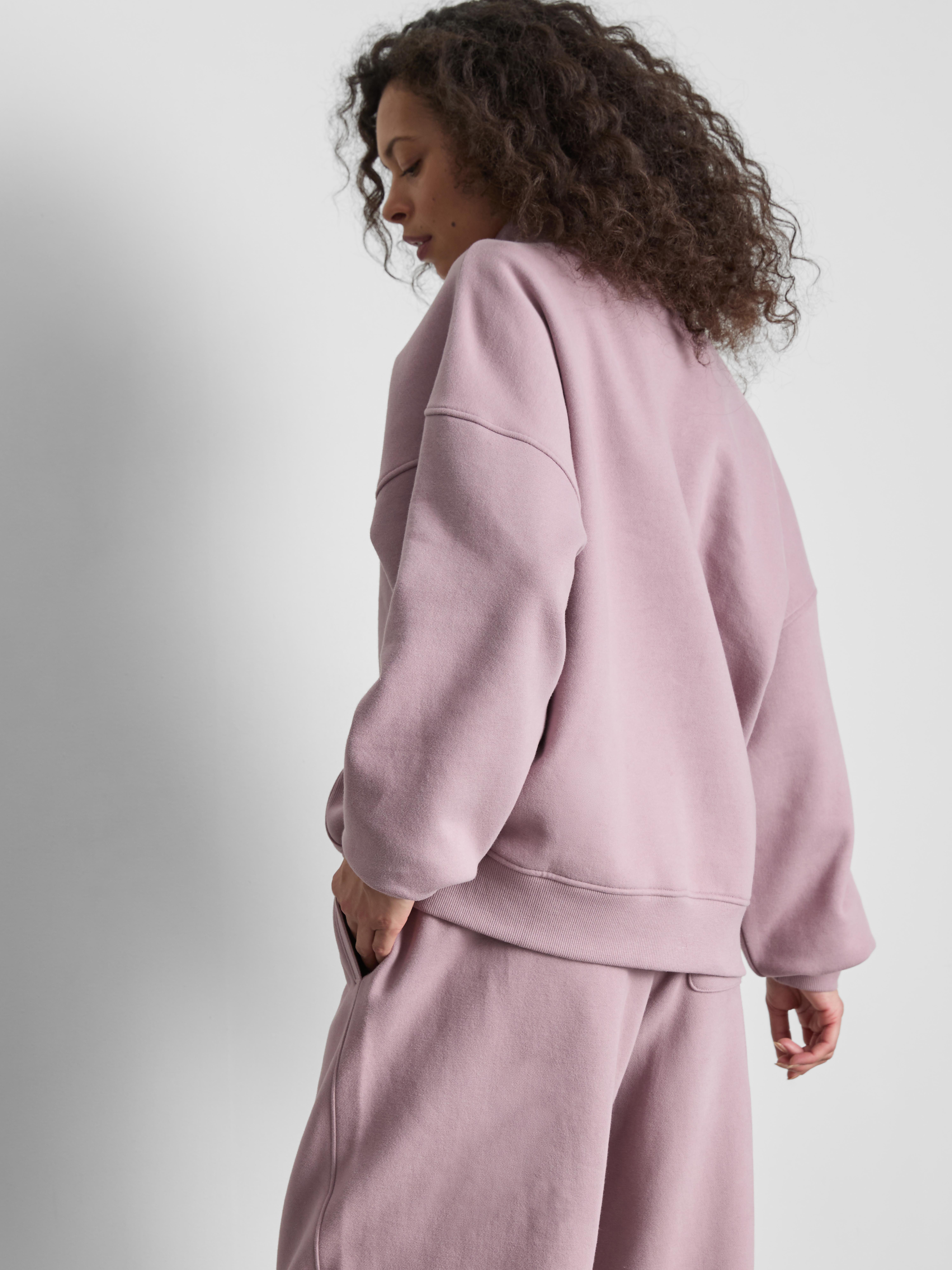 Cotton Rich Half Zip Sweatshirt - Pink