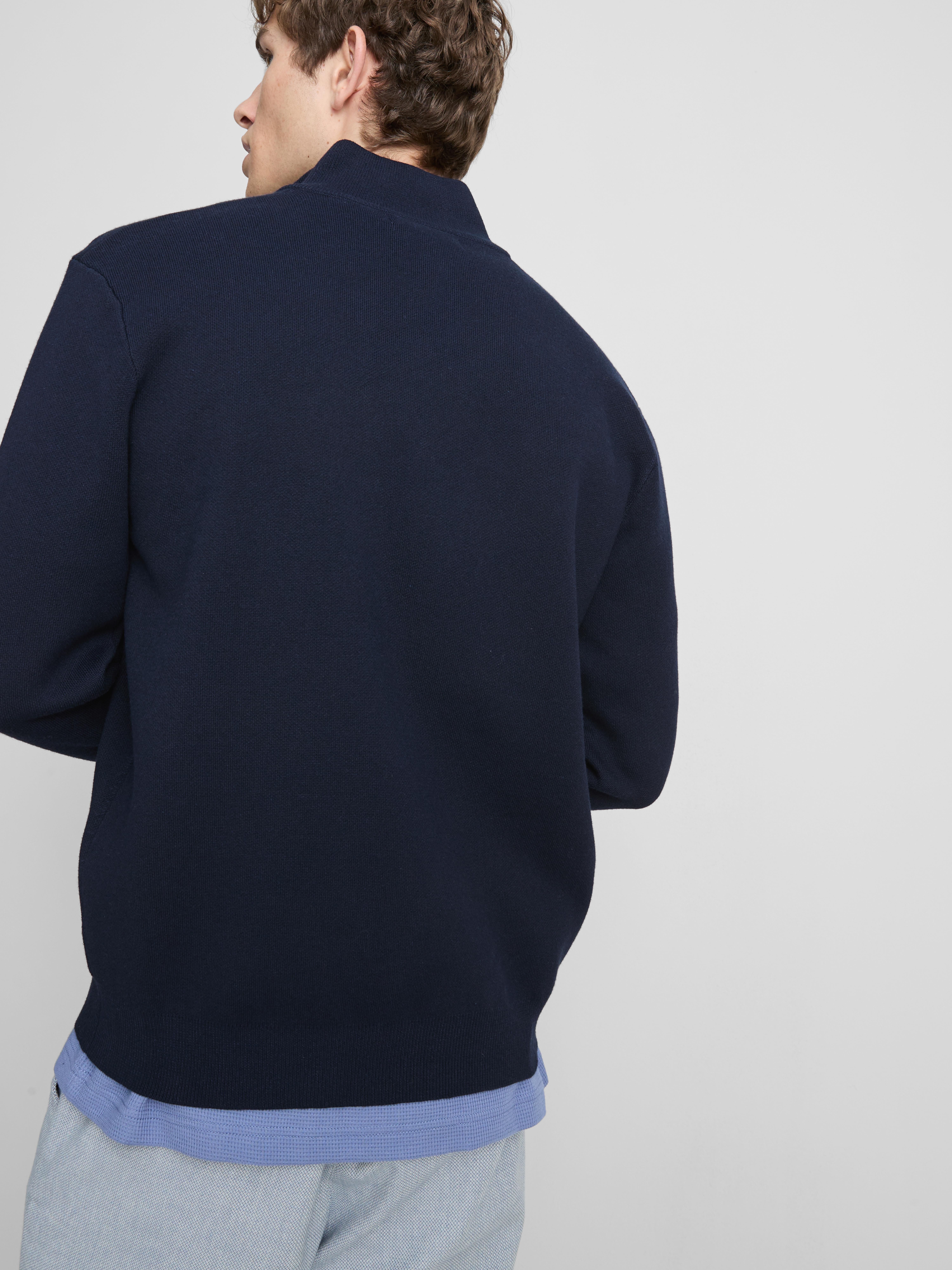 Zip Neck Knitted Sweater - Navy