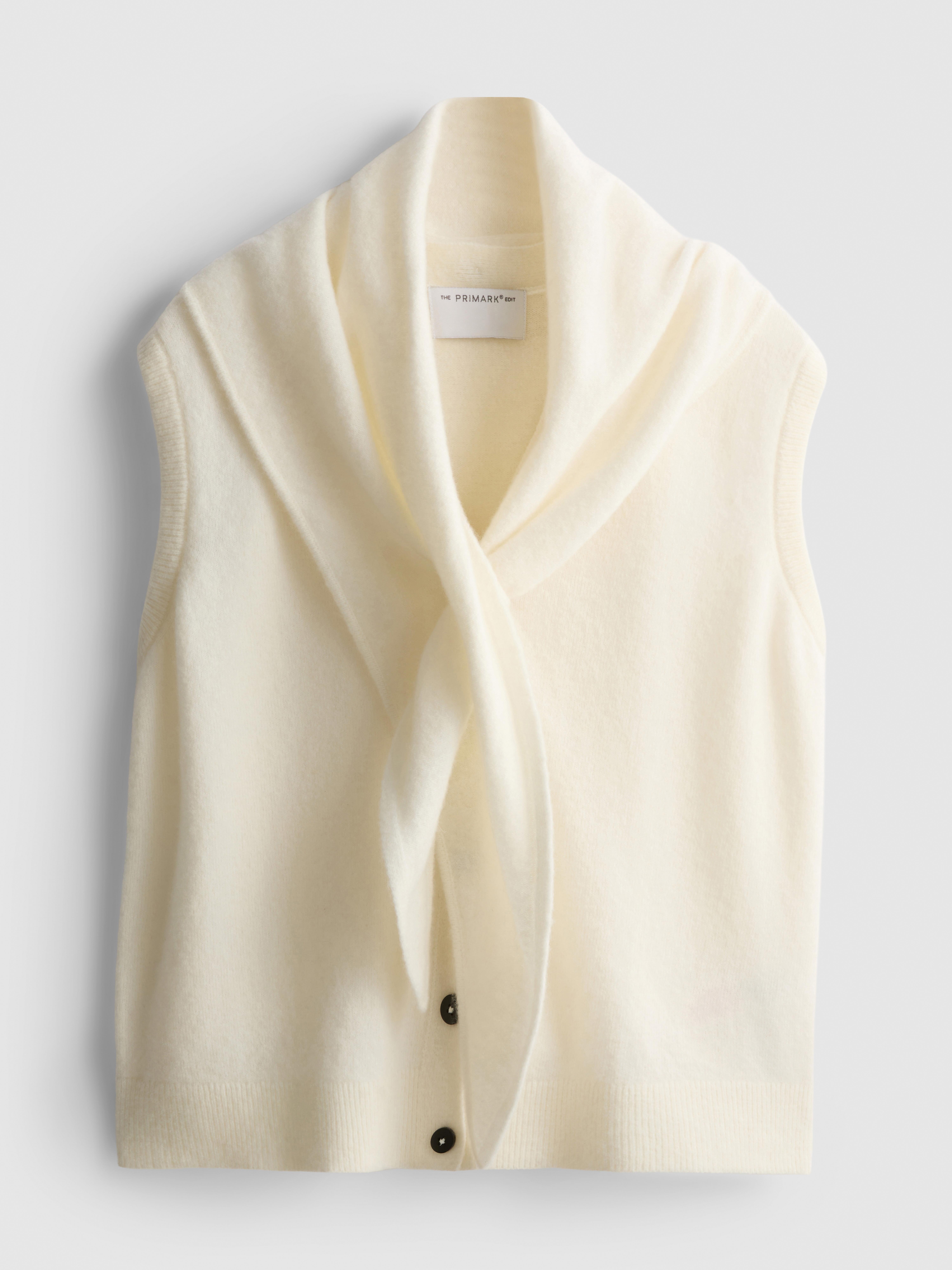 The Edit Wool-Rich Scarf Vest - Cream