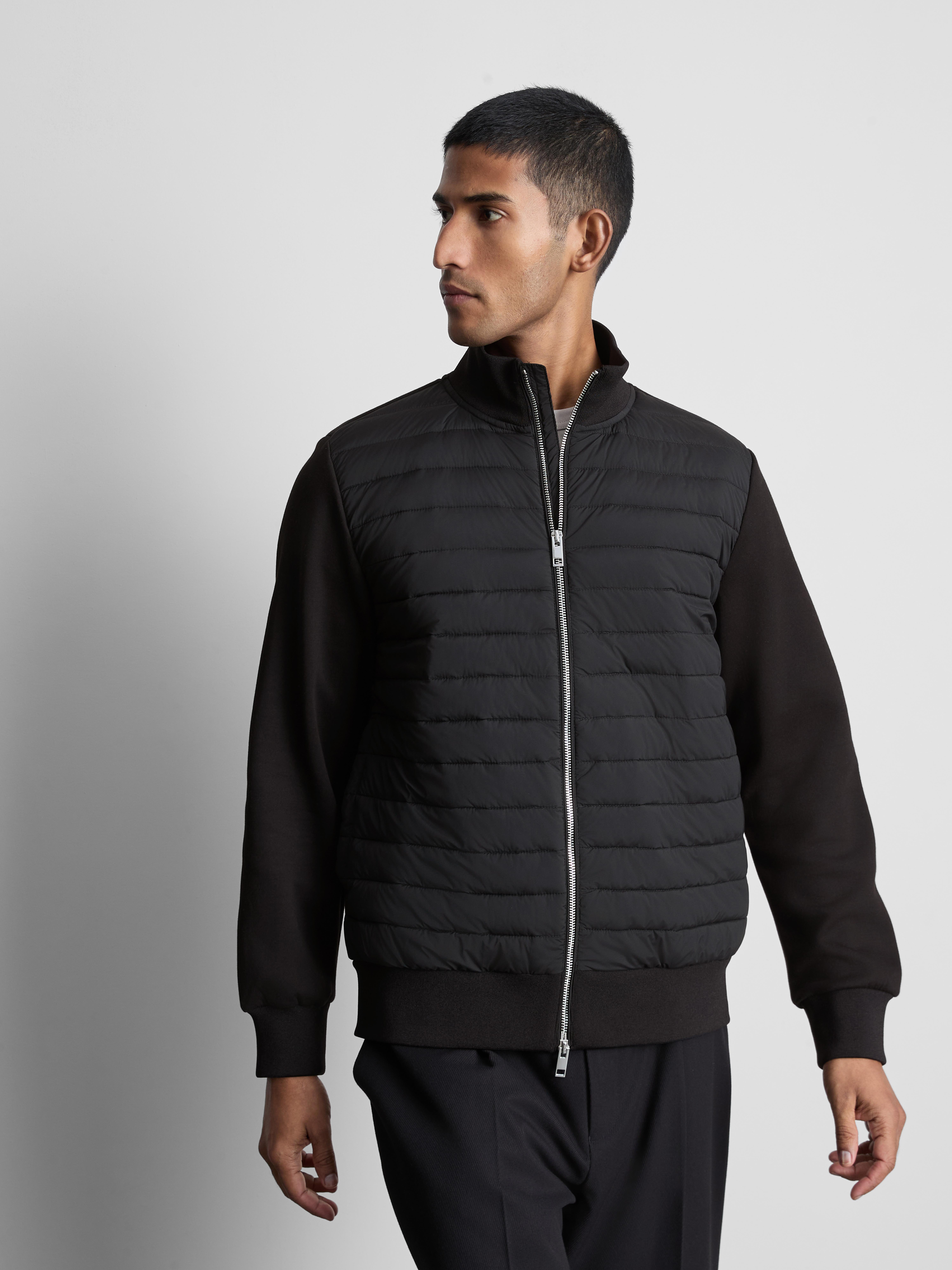 The Edit Quilted Panel Jacket - Black