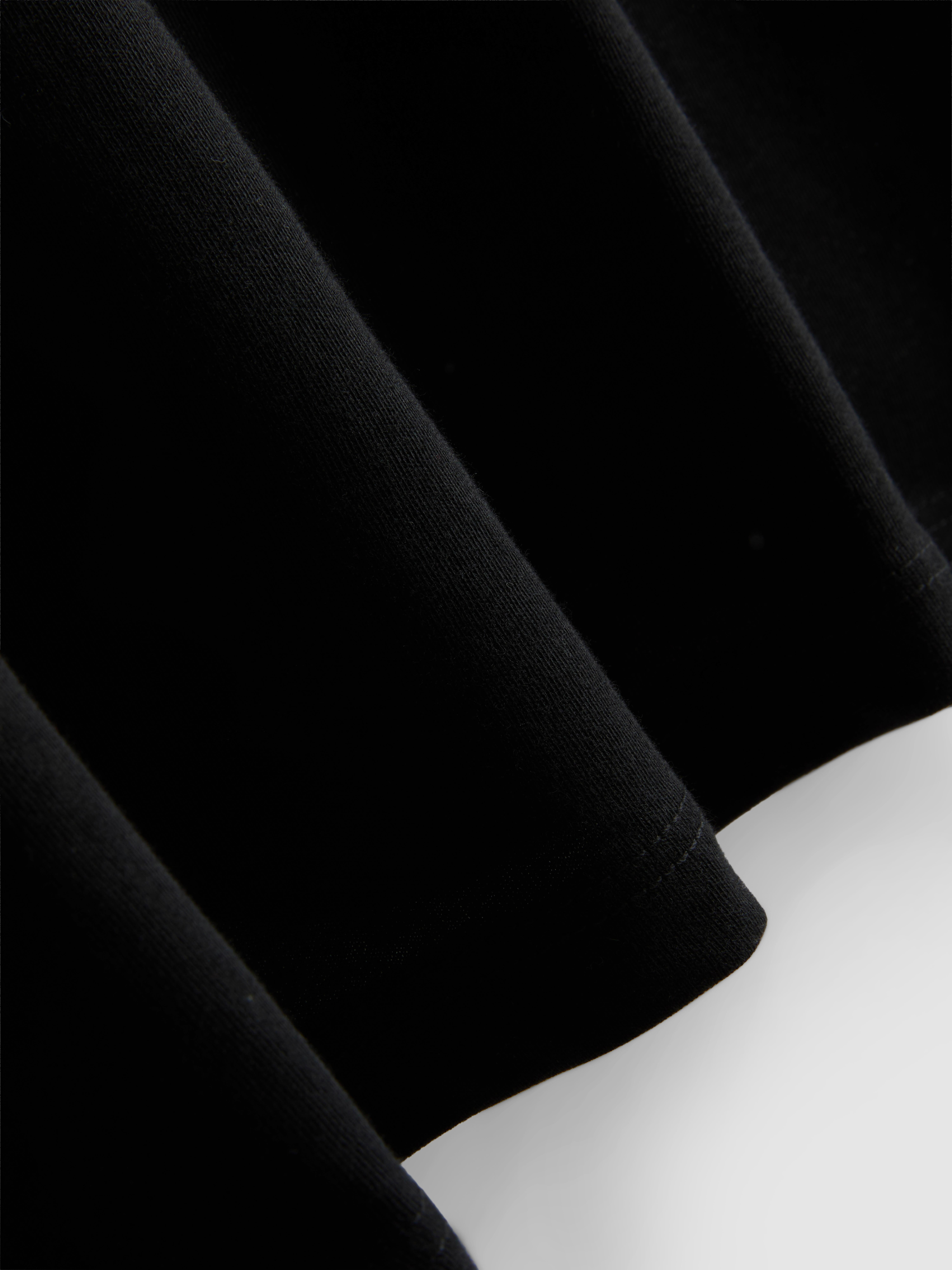 Pure Cotton Long-Sleeve Crewneck Top - Black