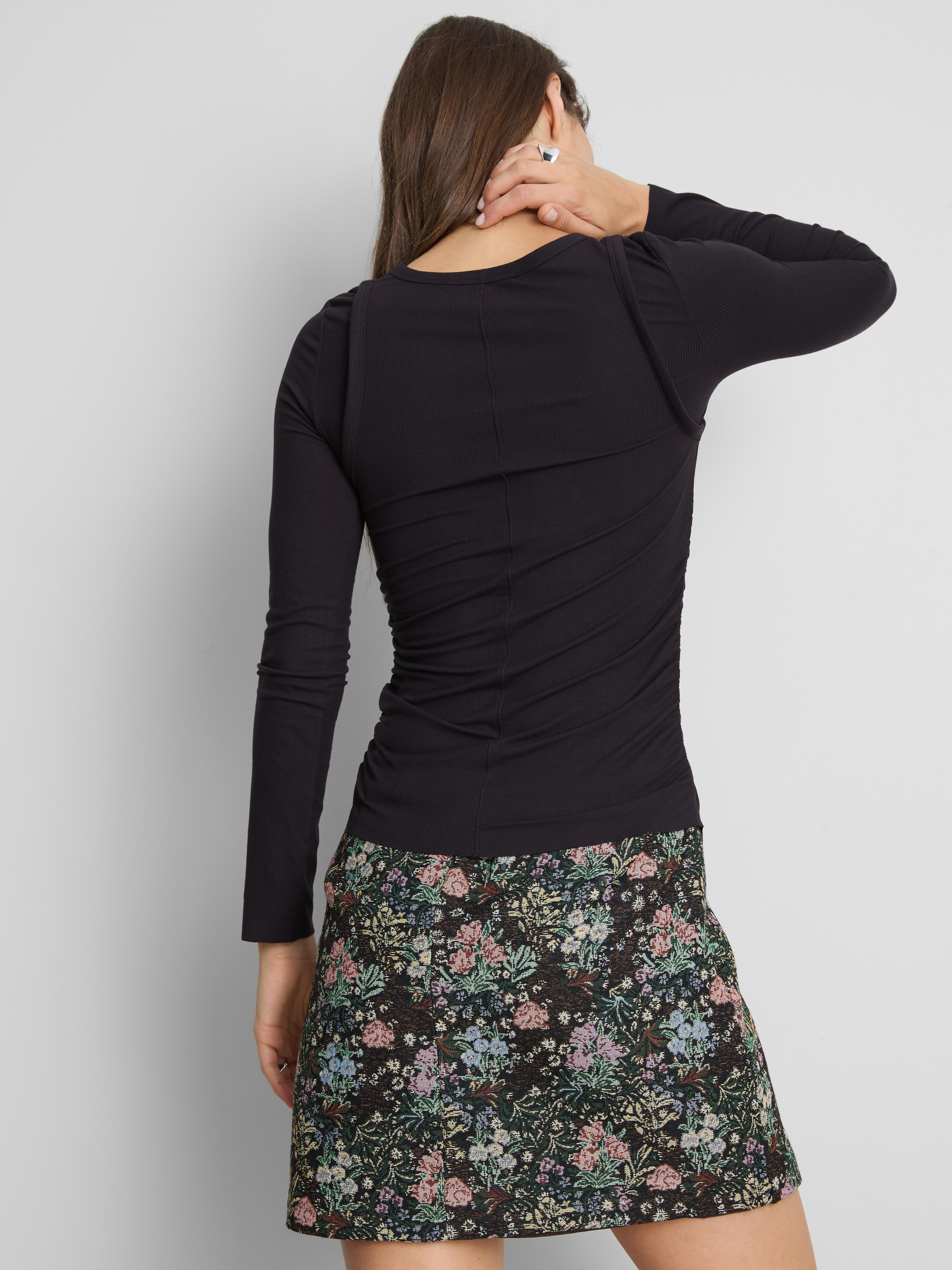 Paula Echevarría Long-Sleeve Double-Layered Top - Eggplant