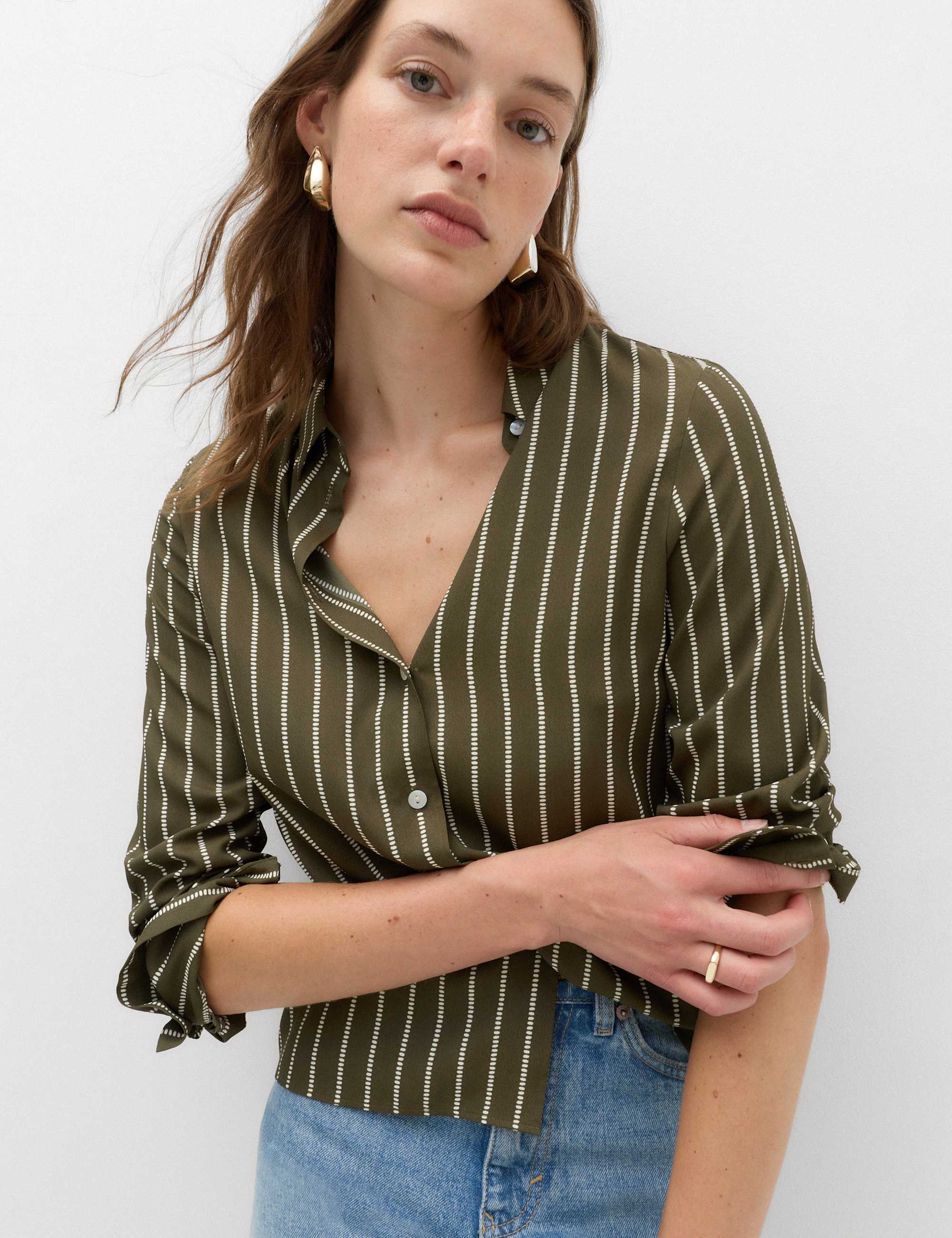 Polka Dot Collared Button Through Shirt