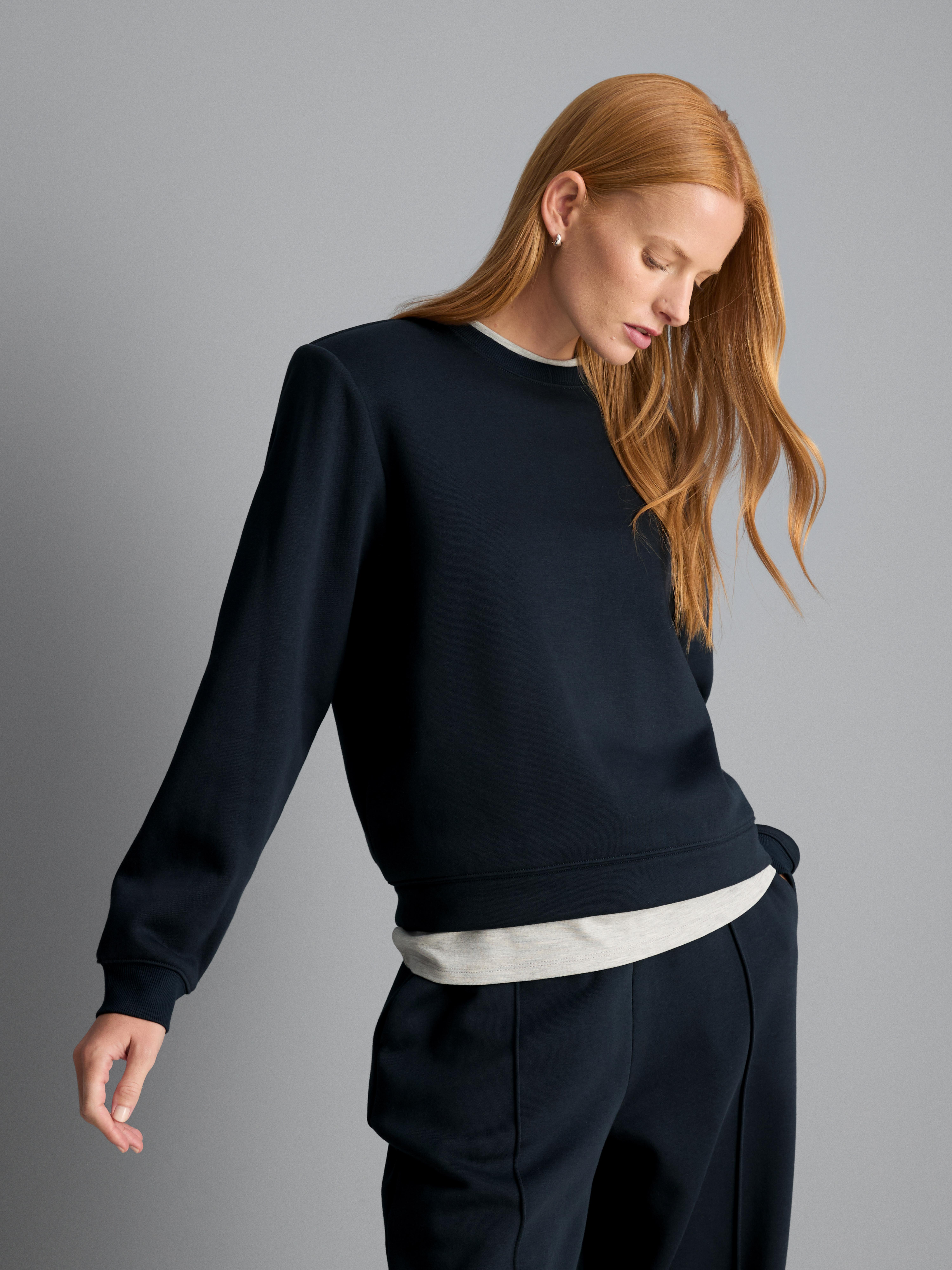 Cotton Rich Shoulder Pad Sweatshirt - Navy