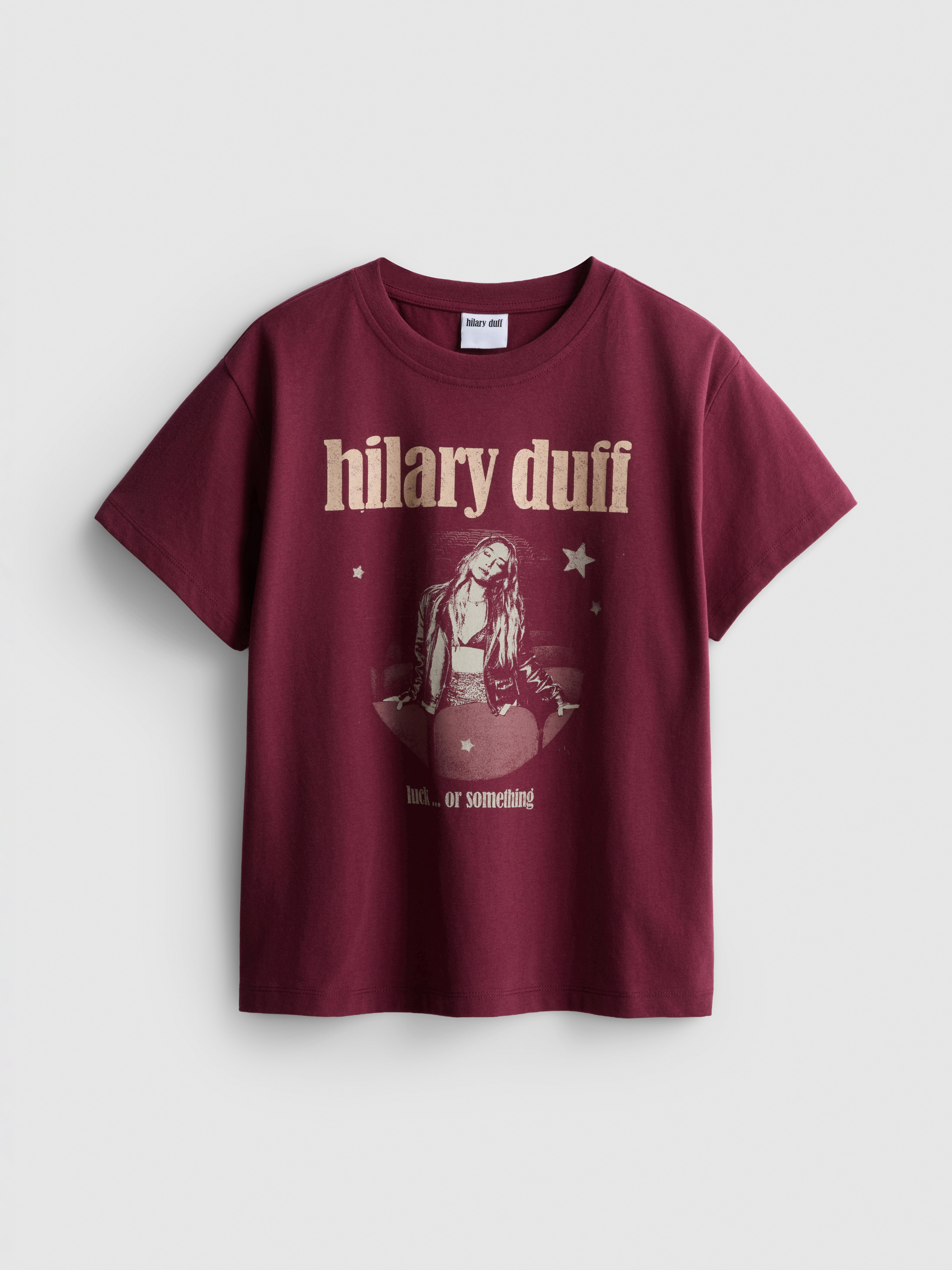 Hilary Duff Pure Cotton Graphic Tee - Burgundy