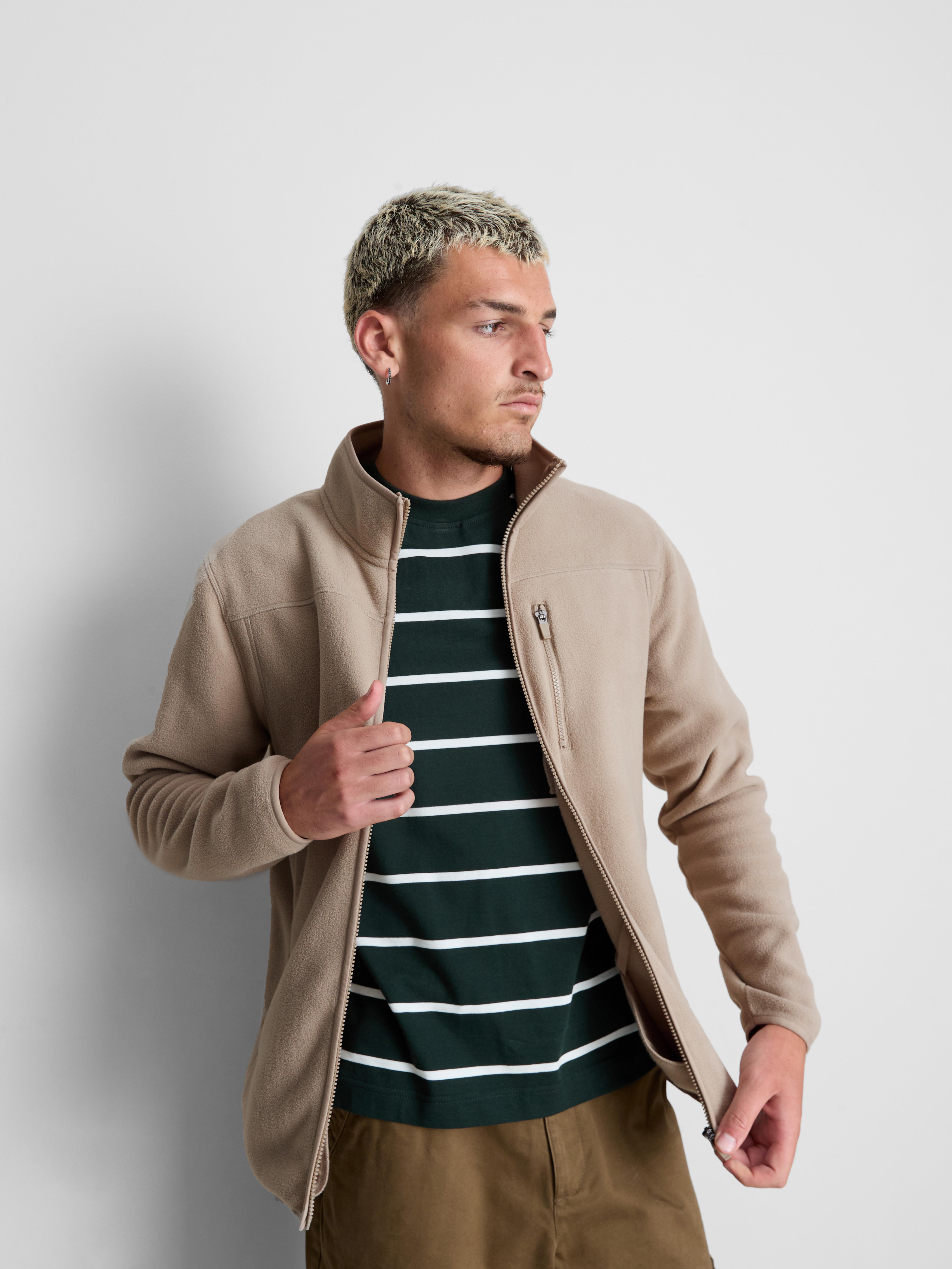 Zip-Up Fleece Jacket - Stone