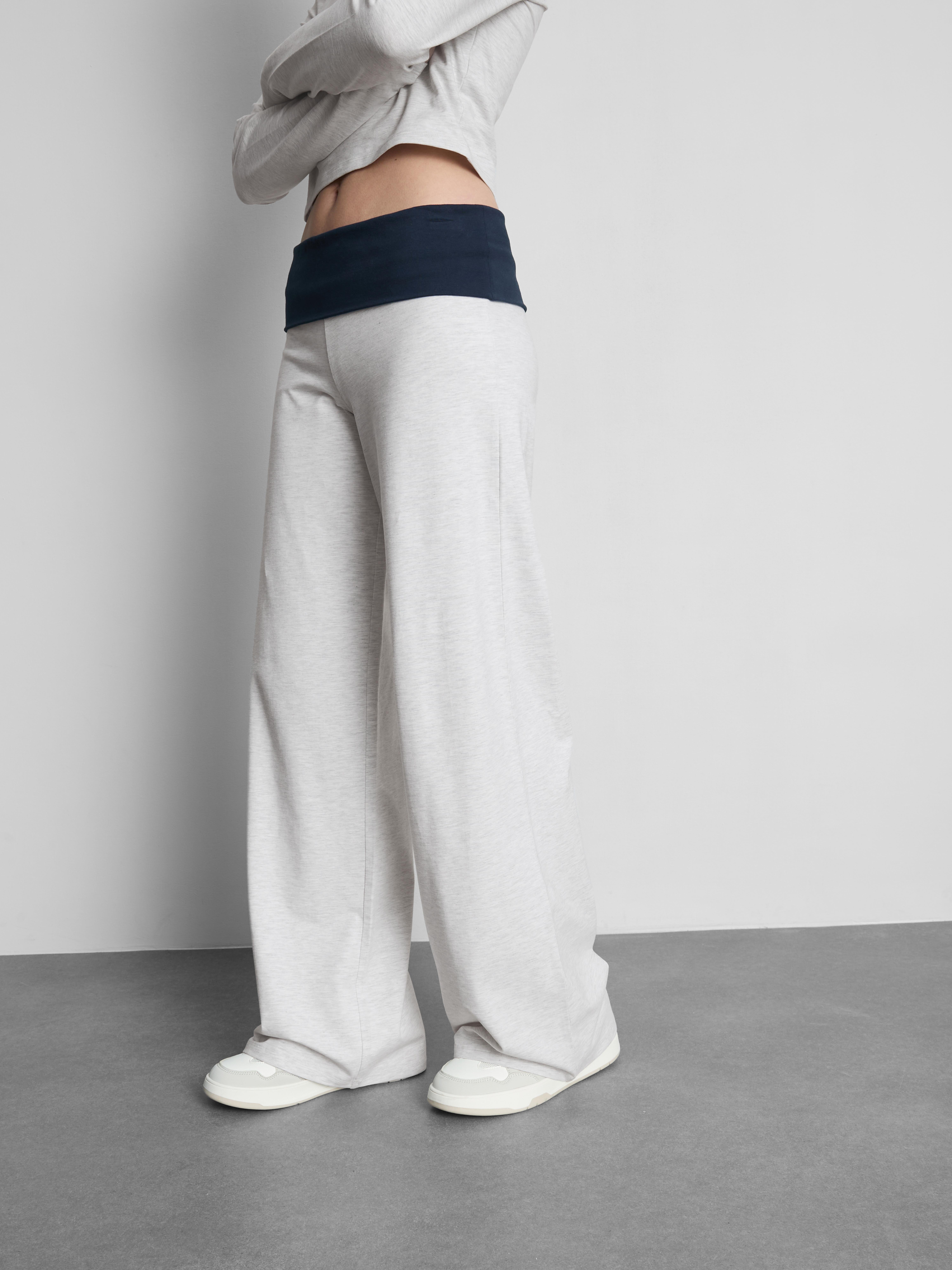 The Primark Scene | Wide-Leg Folding-Waistband Pants - Gray Heather