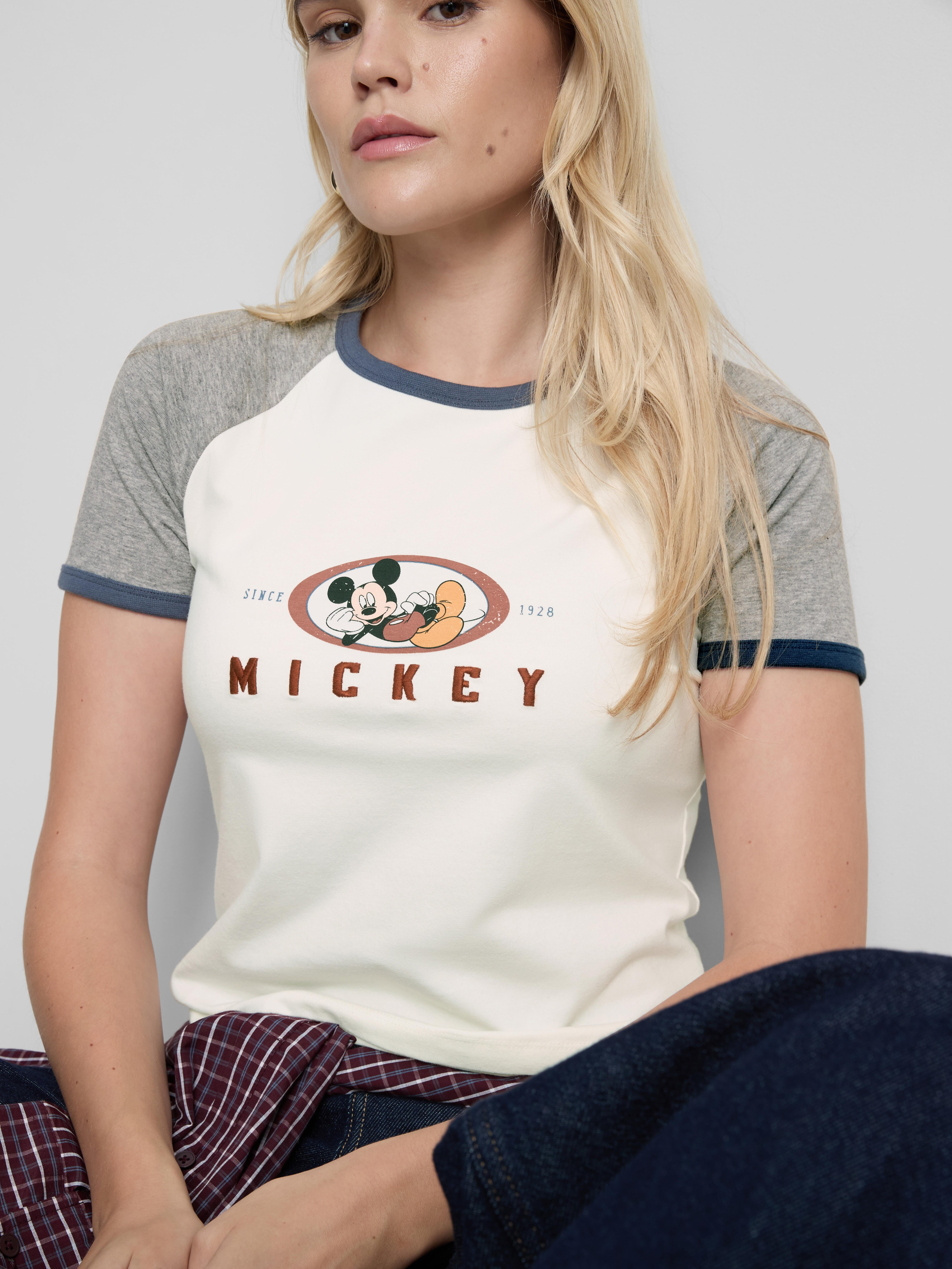 Disney's Mickey Mouse Raglan Ringer Tee - Ivory