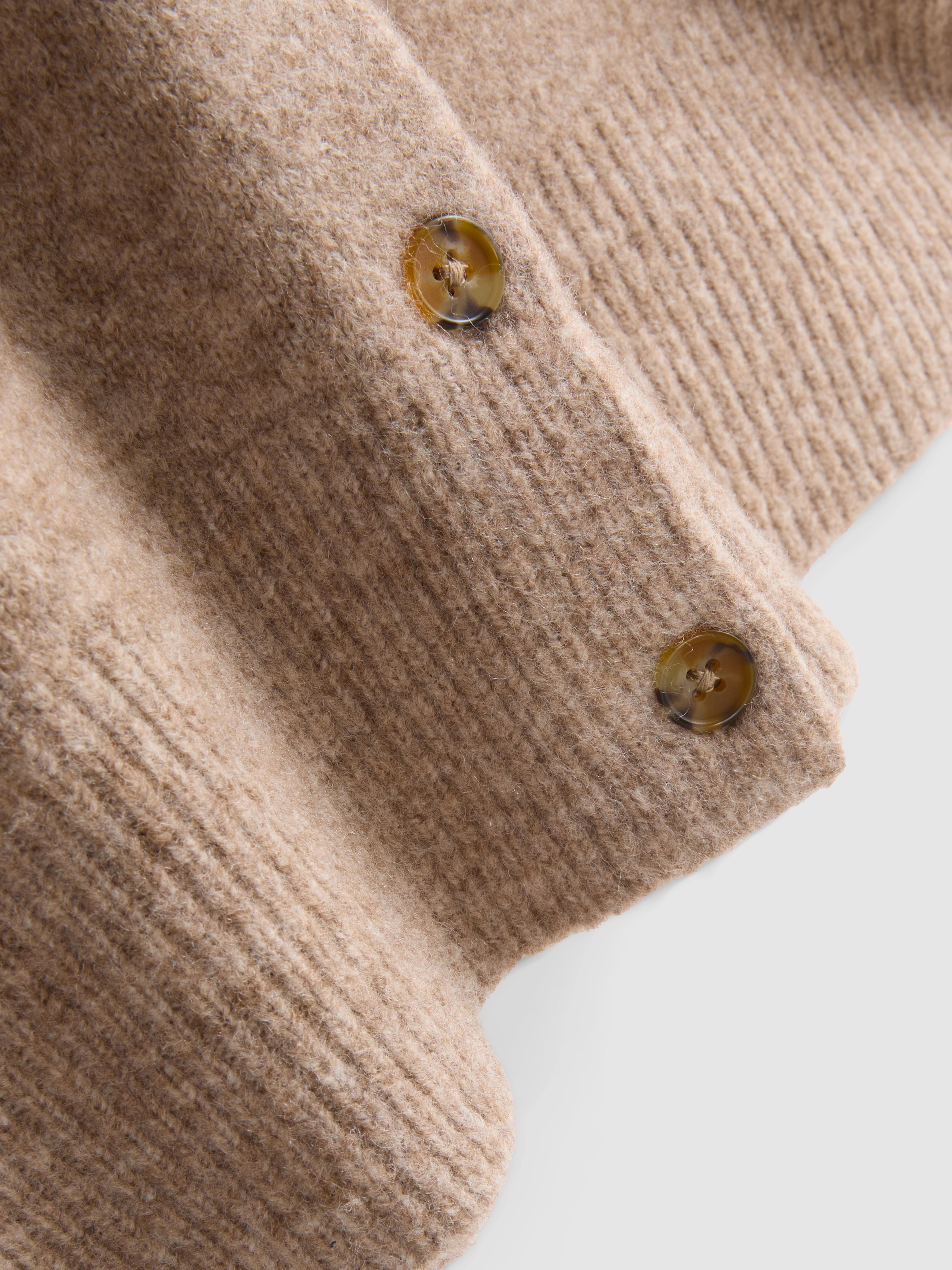 Essential Knitted Crewneck Cardigan - Taupe