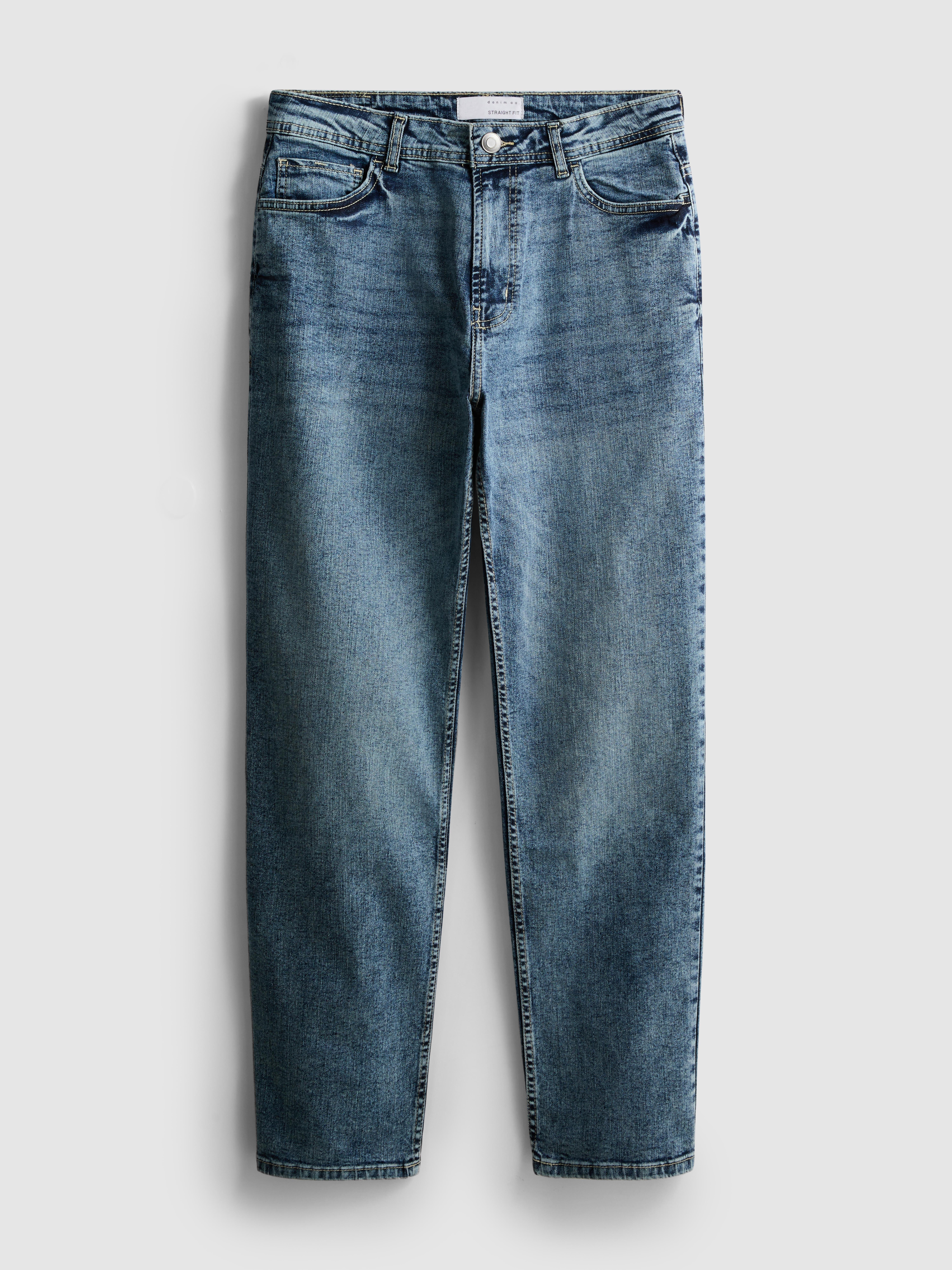 Stretch Straight Leg Jeans - Mid Blue