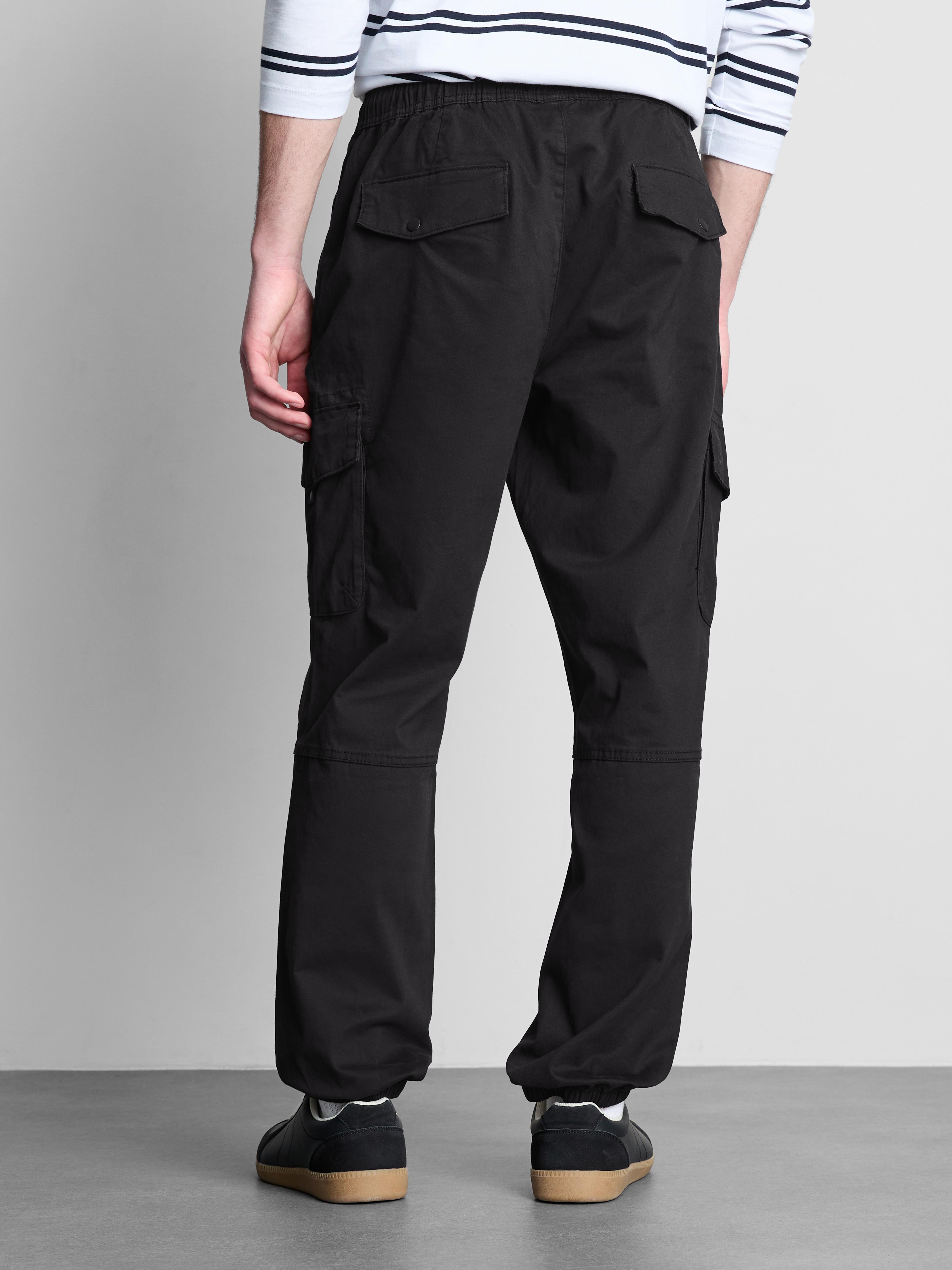 Cuffed Cargo Joggers - Black