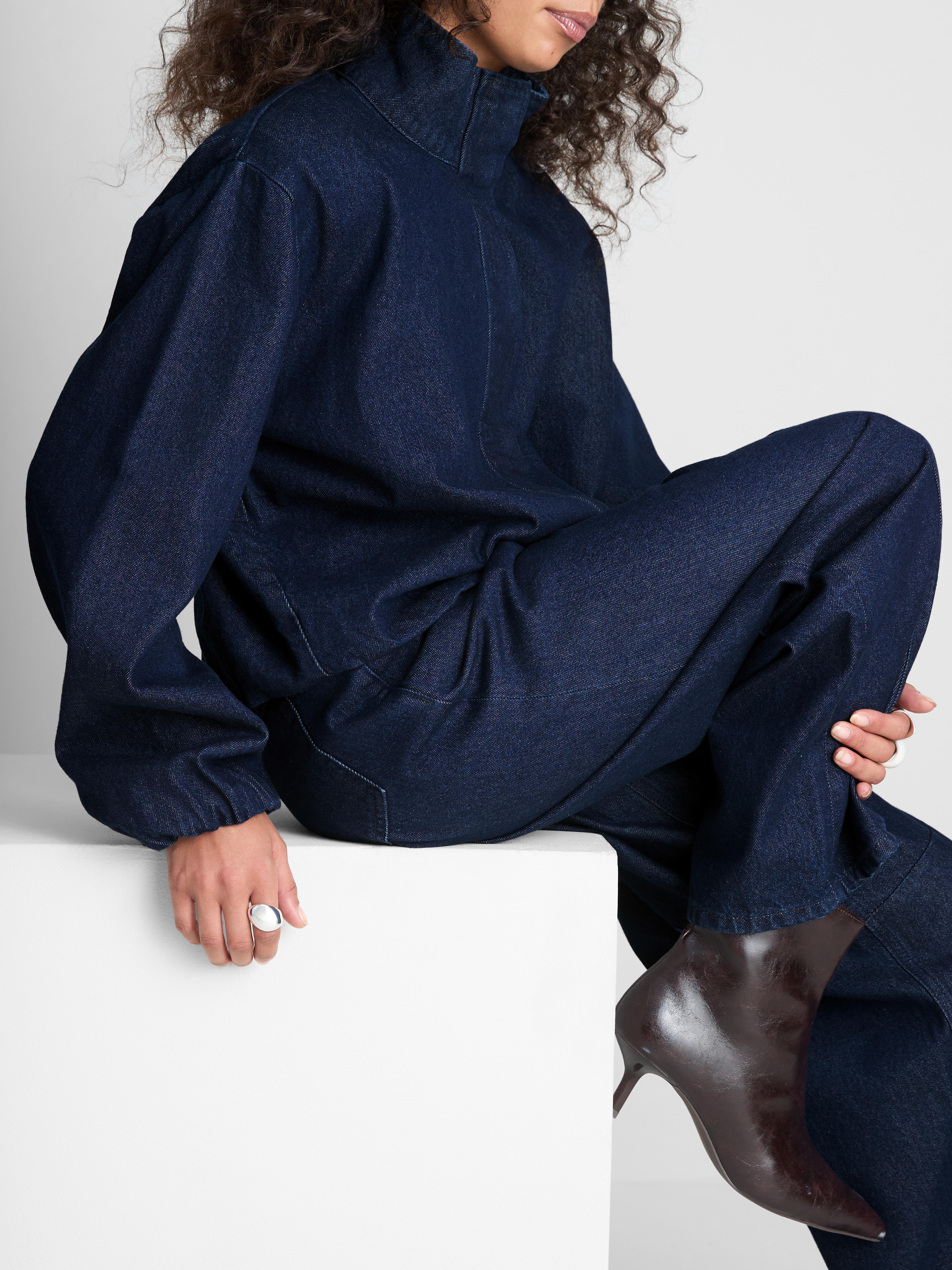 Paula Echevarría Funnel Neck Denim Jacket - Indigo