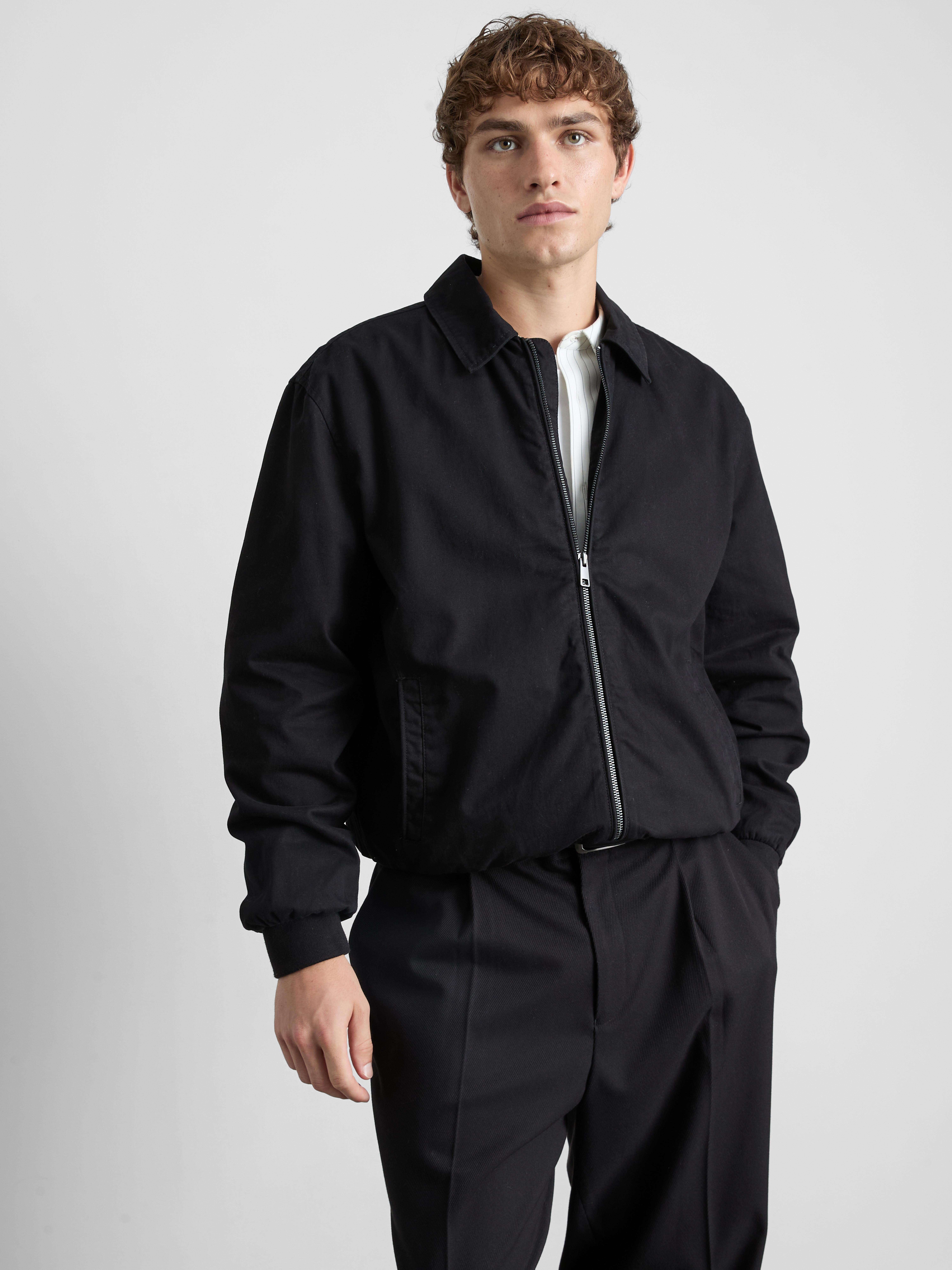 Collared Harrington Jacket - Black
