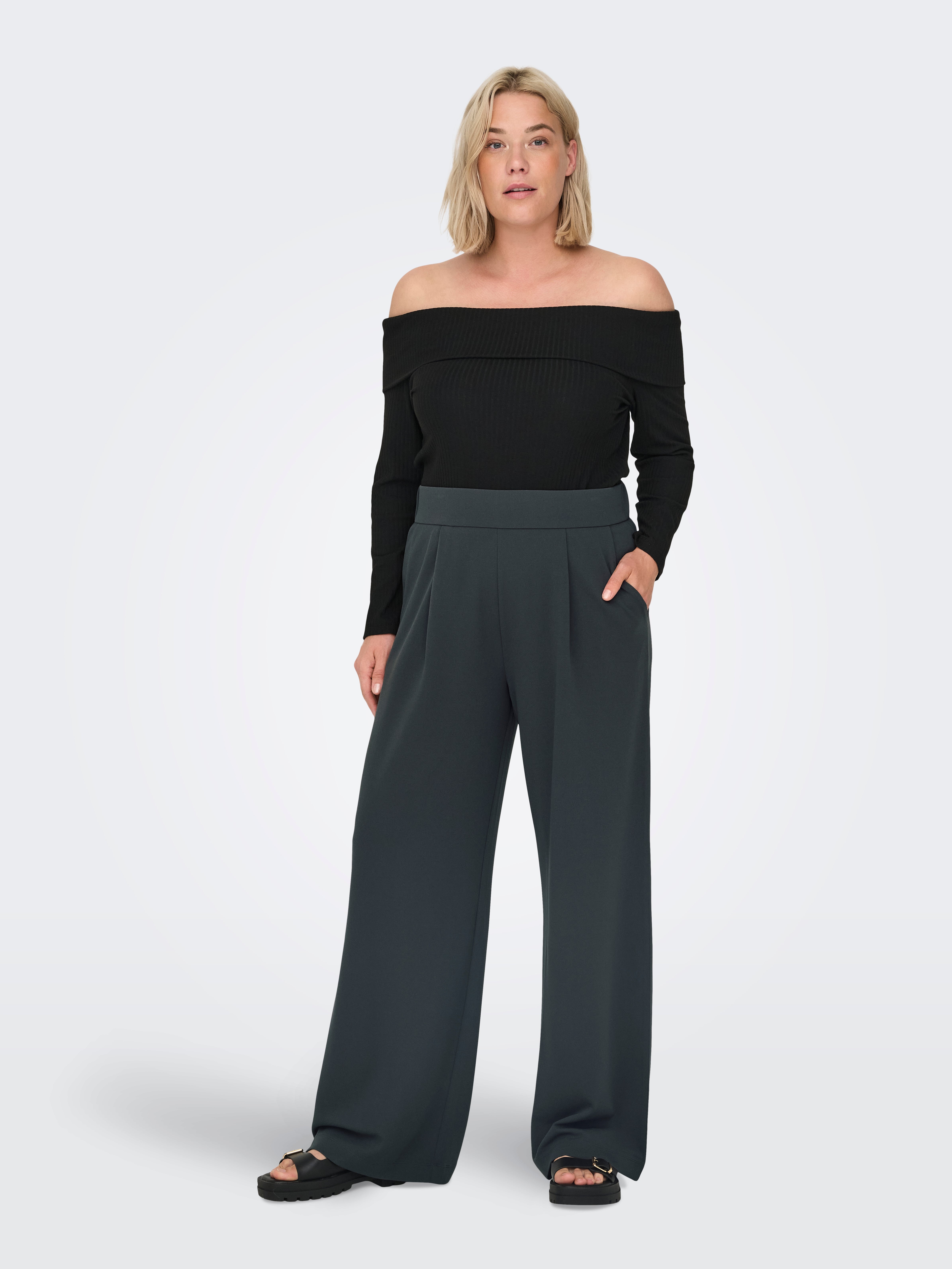 CARSTILLA Regular Fit Wide-leg trousers Phantom