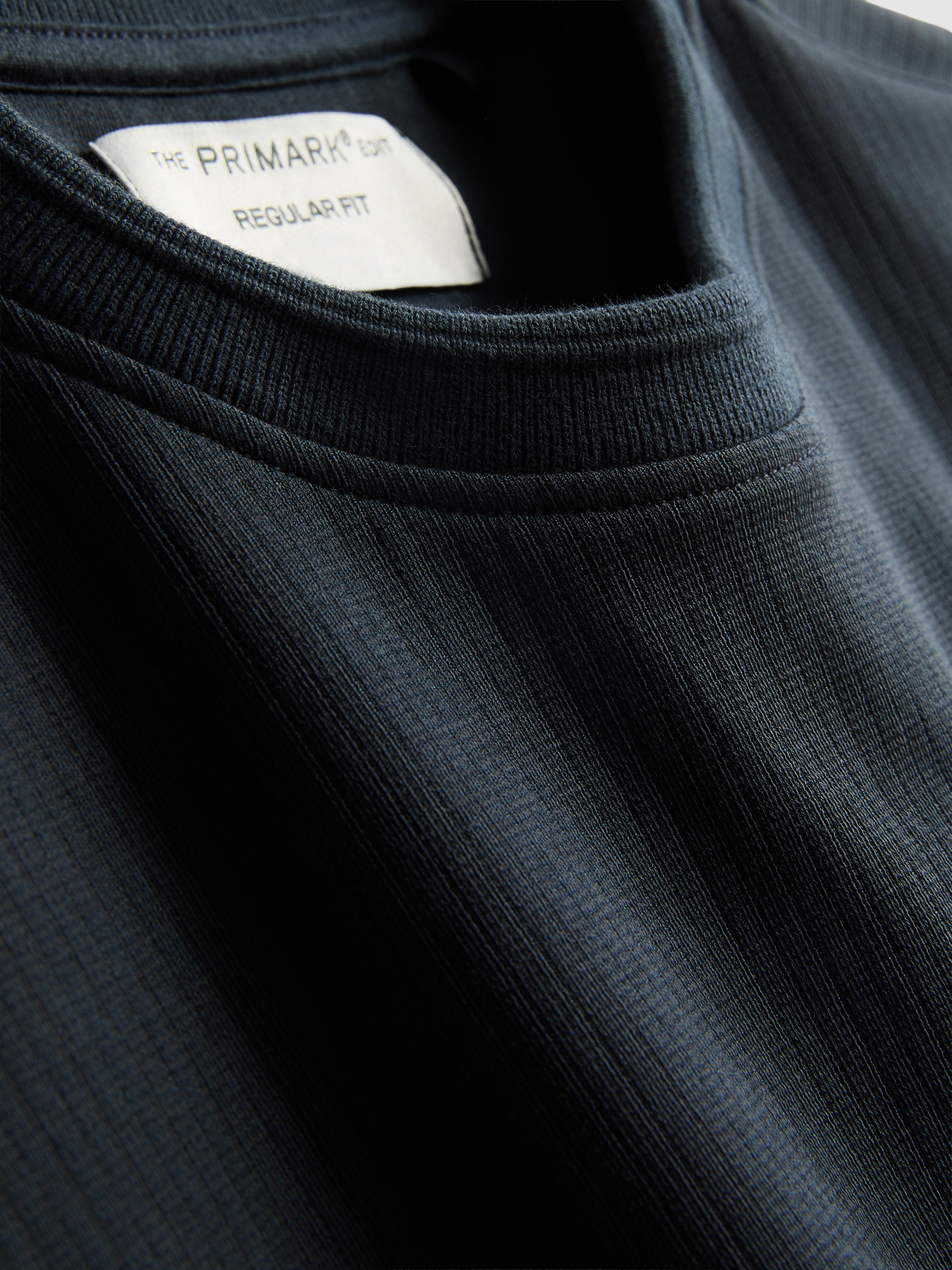 The Edit Ribbed Roundneck T-Shirt - Navy