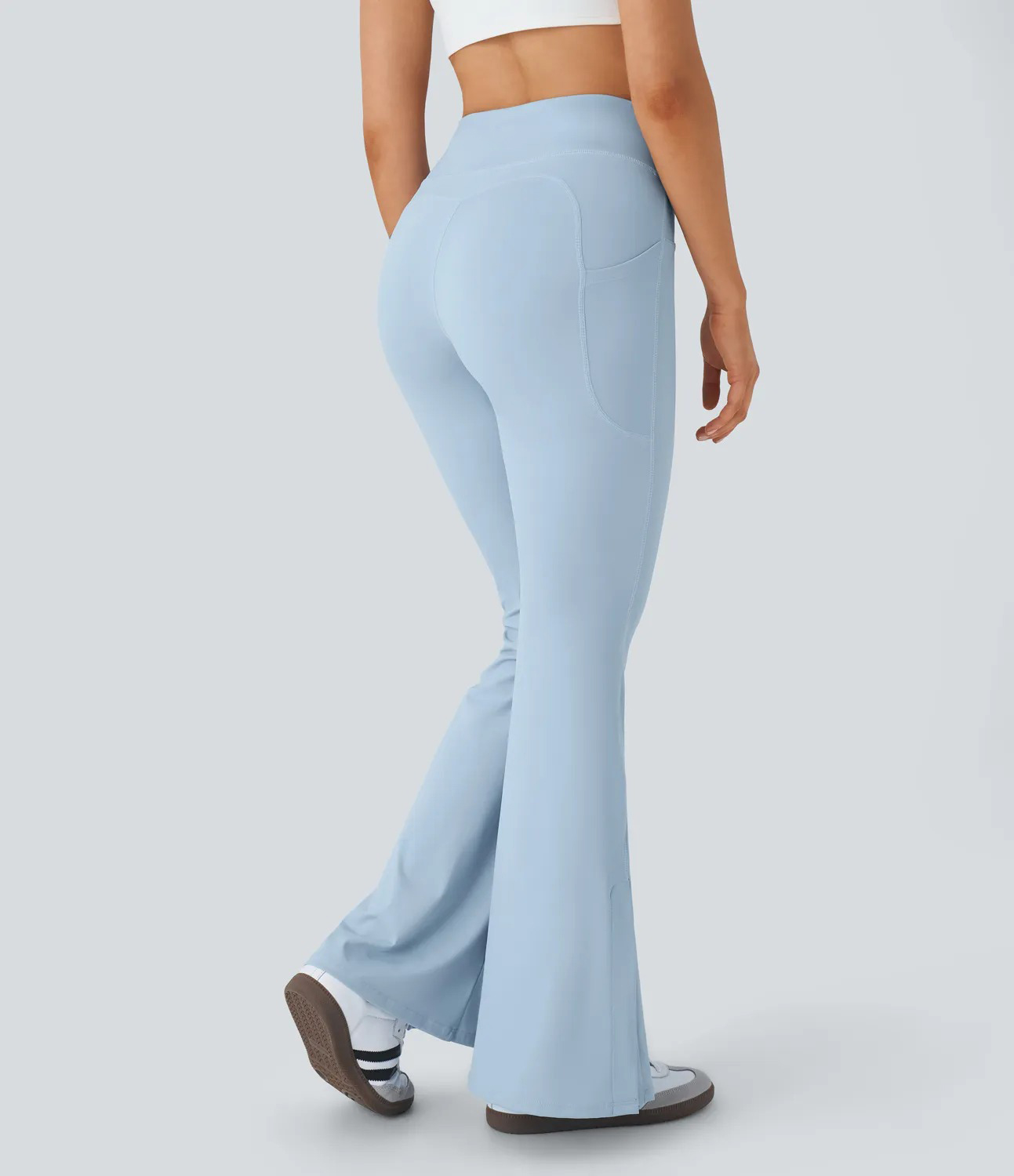 Softlyzero Airy High Waisted Side Pocket Split Casual Flare Leggings-UPF50+
