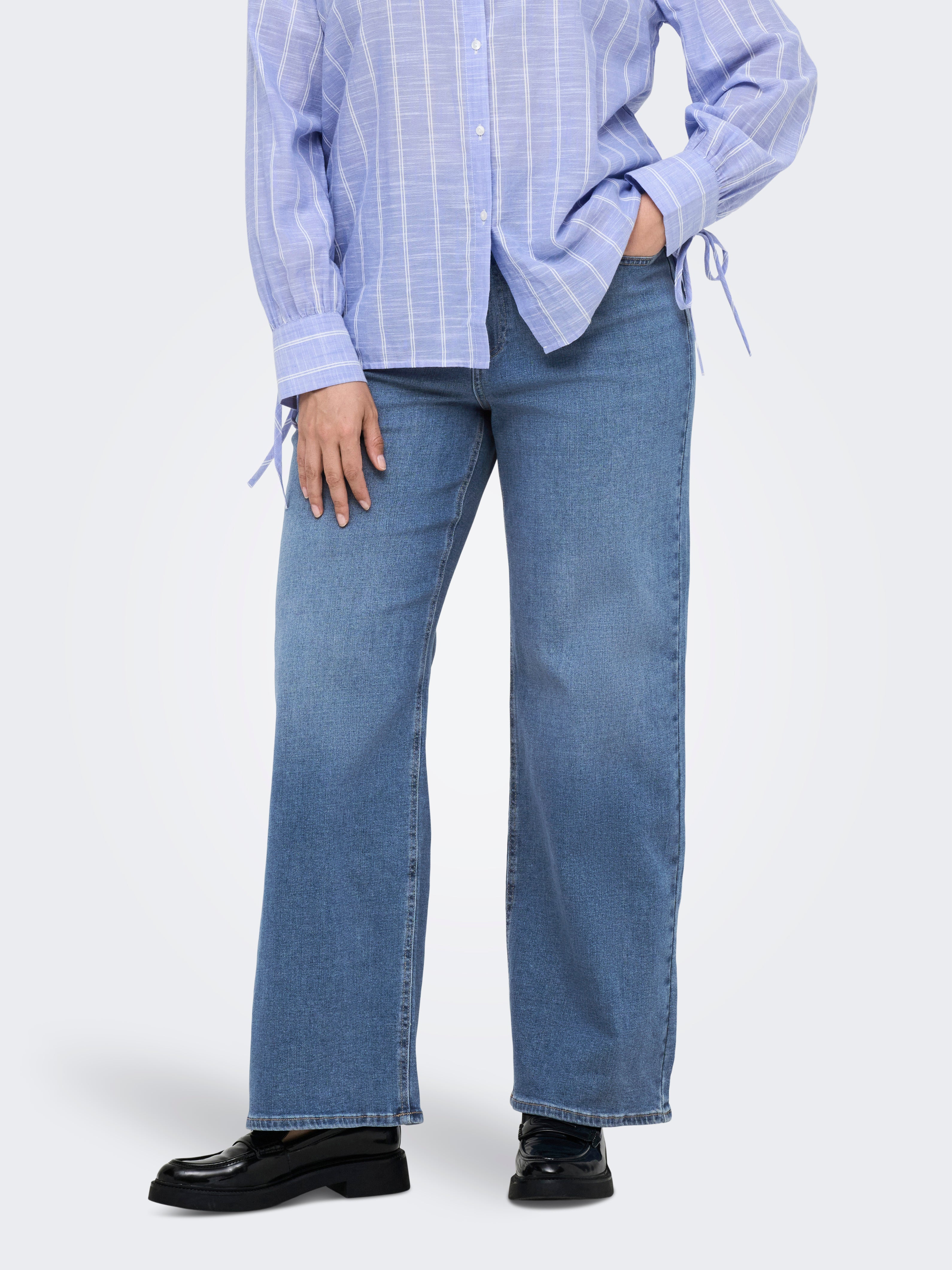 CARBILLY High waist Wide Leg Fit Jeans Light Blue Denim
