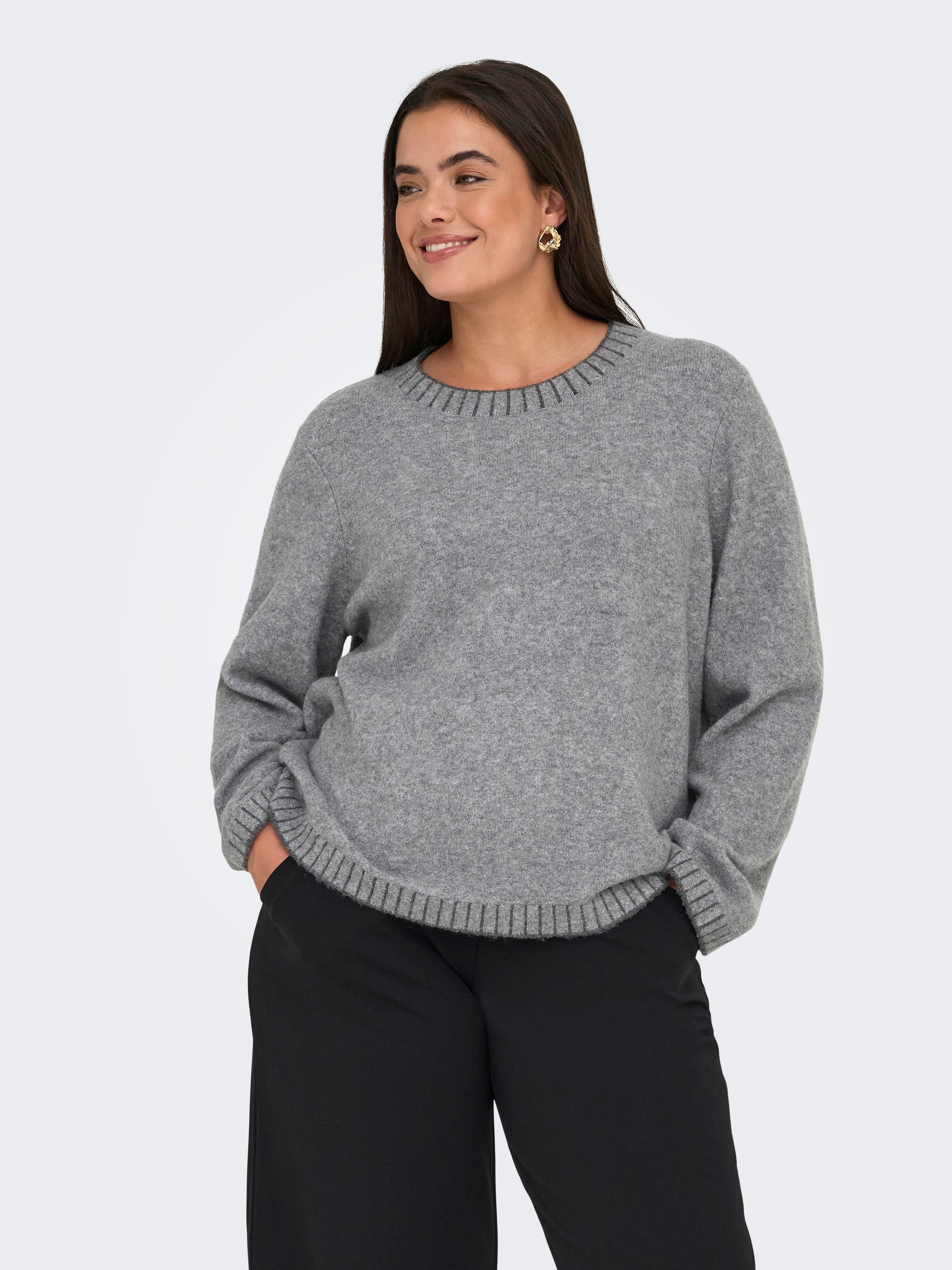 CARFINA Knitted pullover Medium Grey Melange