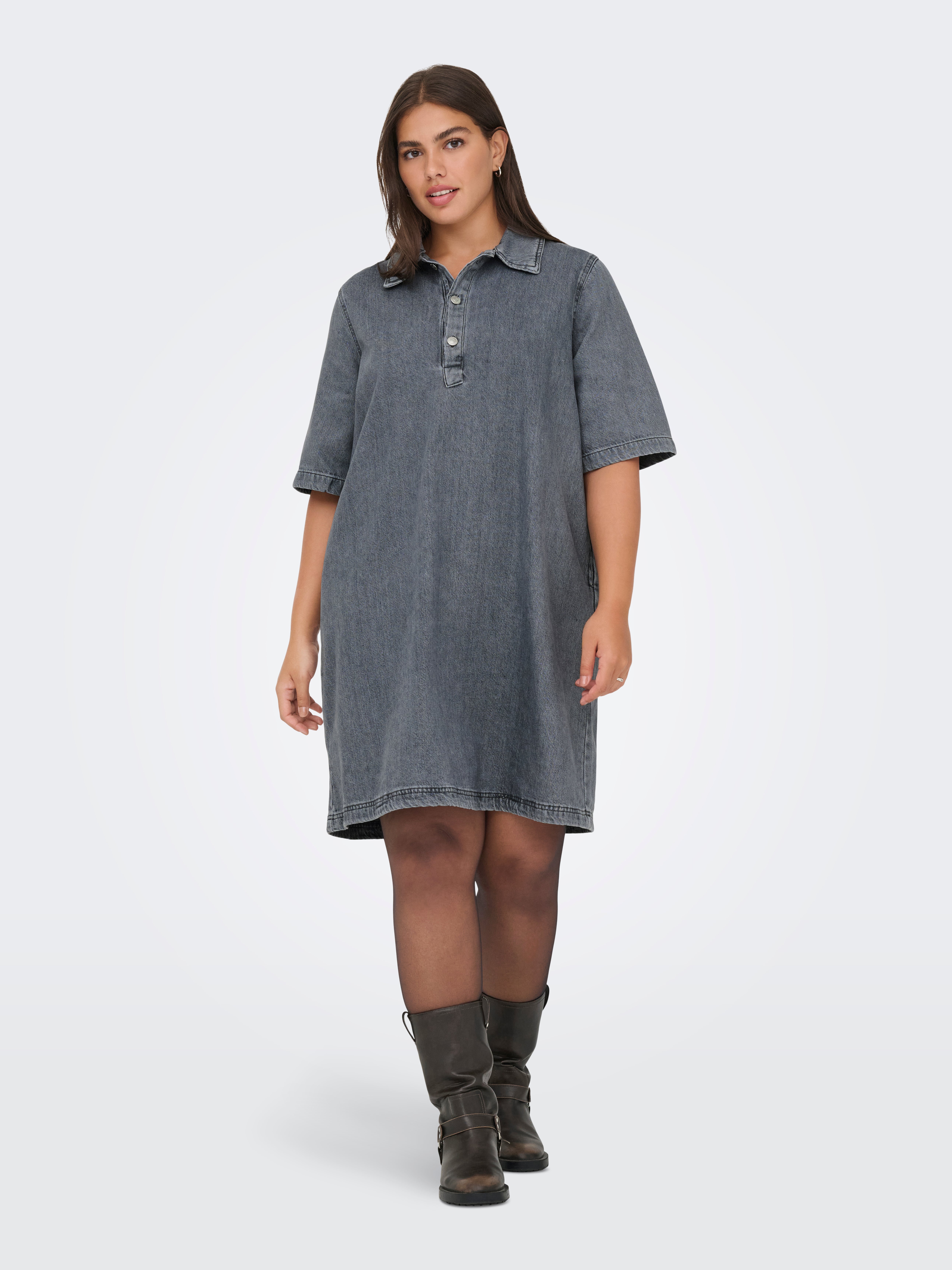 CARGRY Short dress Medium Grey Denim