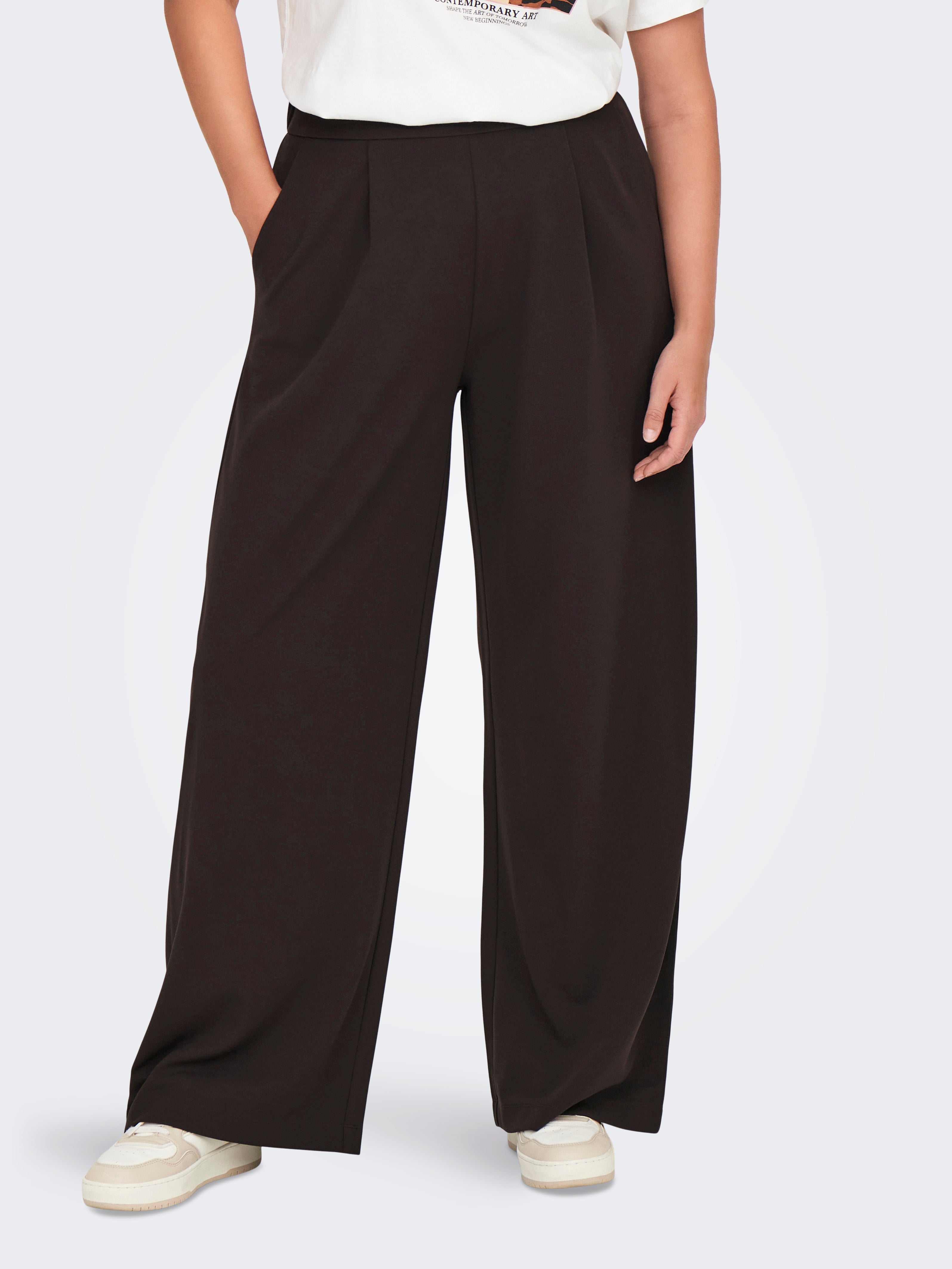 CARSTILLA Regular Fit Wide-leg trousers Dark Brown