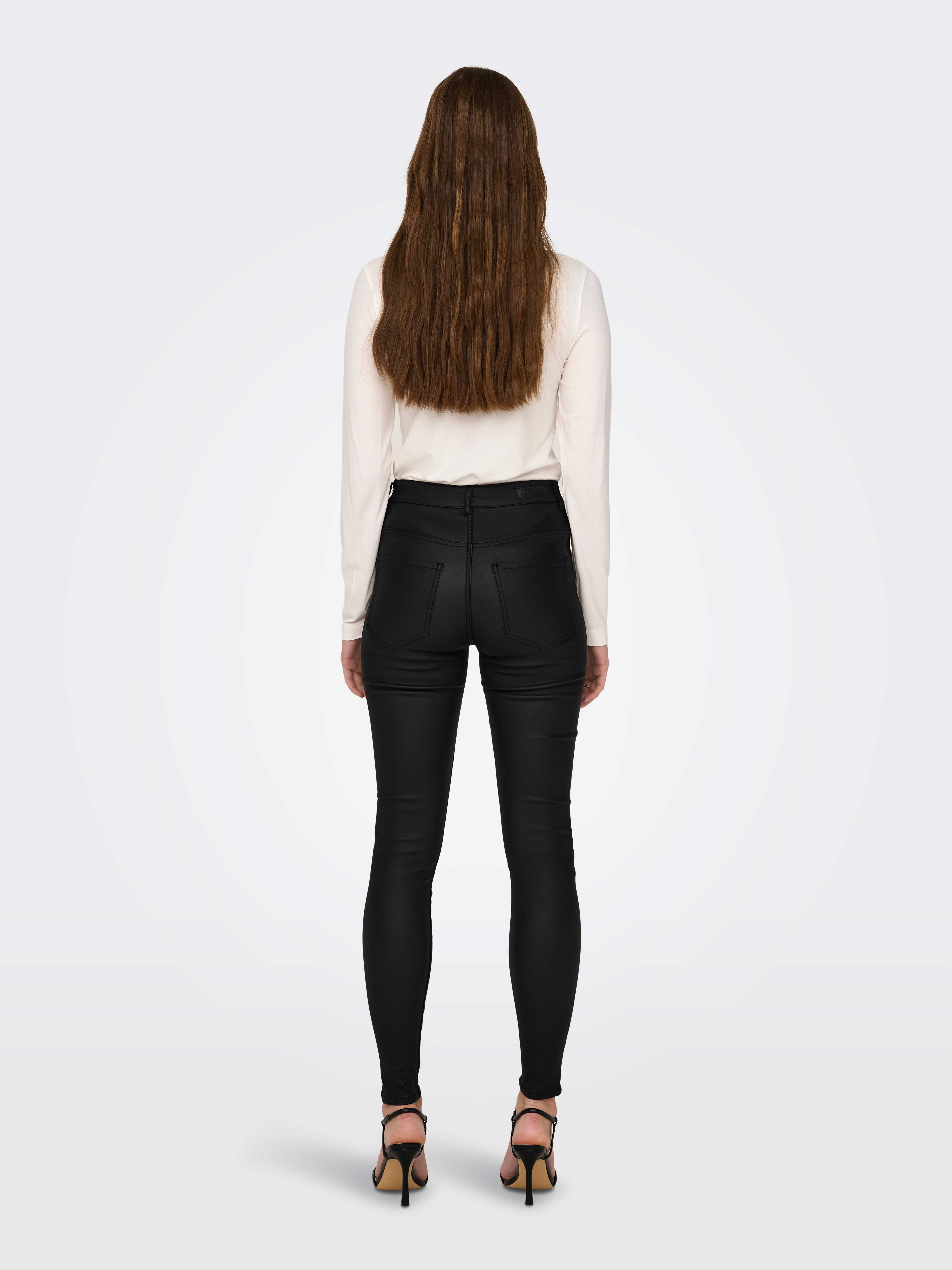 JDYNEWTHUNDER Skinny Fit coated Trousers Black