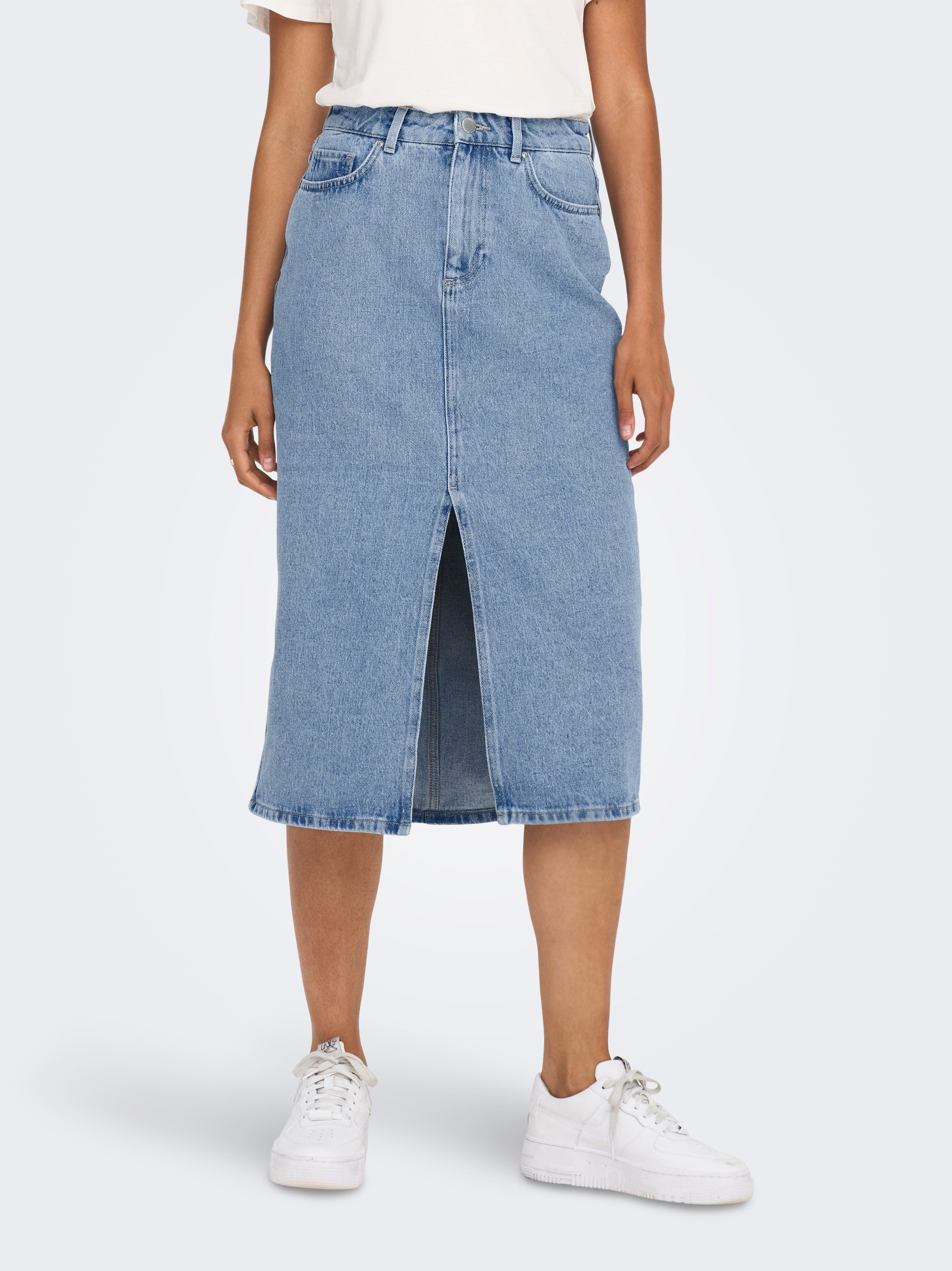 ONLBIANCA Denim Midi skirt Light Blue Denim