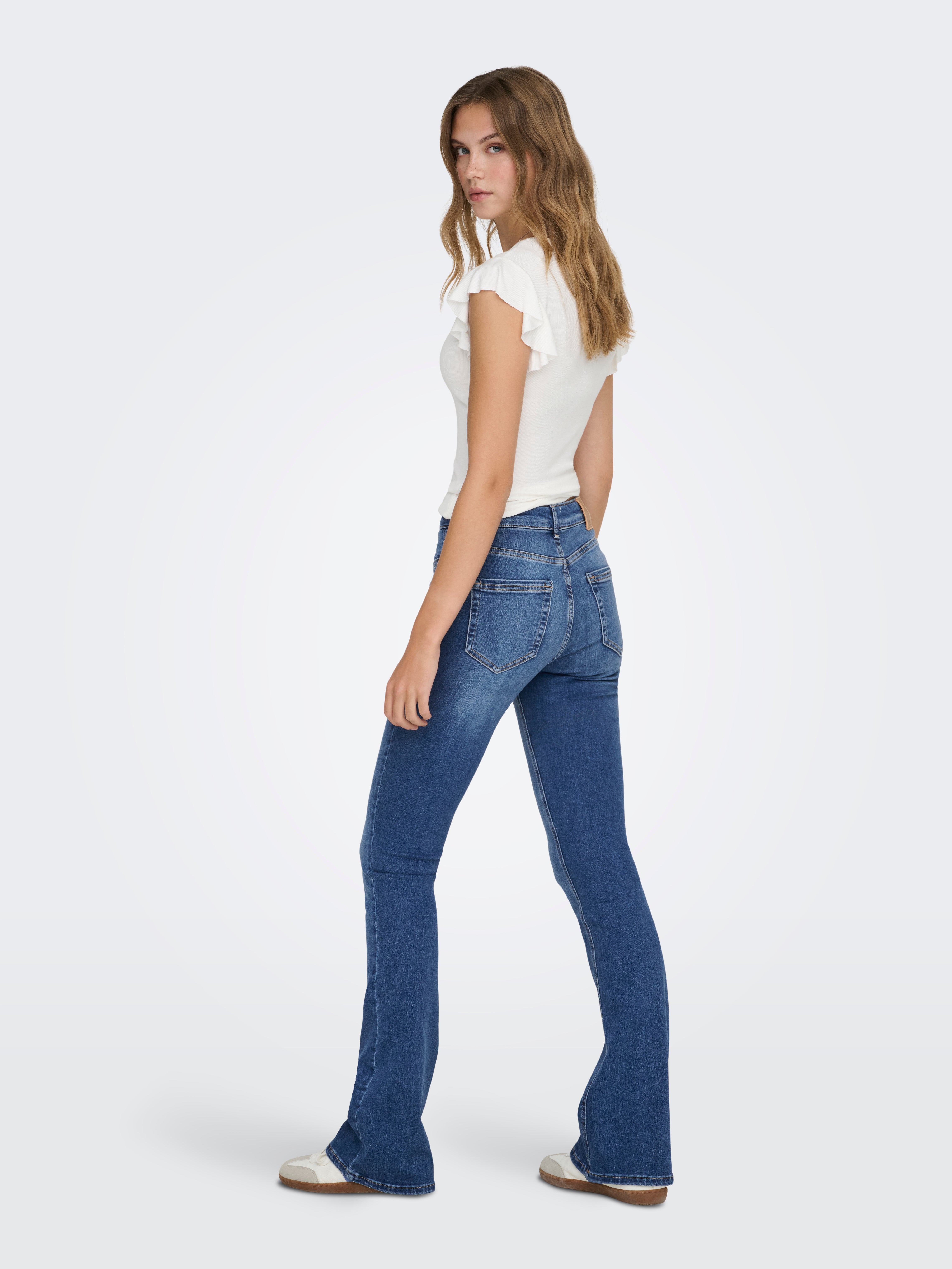 ONLBLUSH Mid waist Flared Fit Jeans Medium Blue Denim