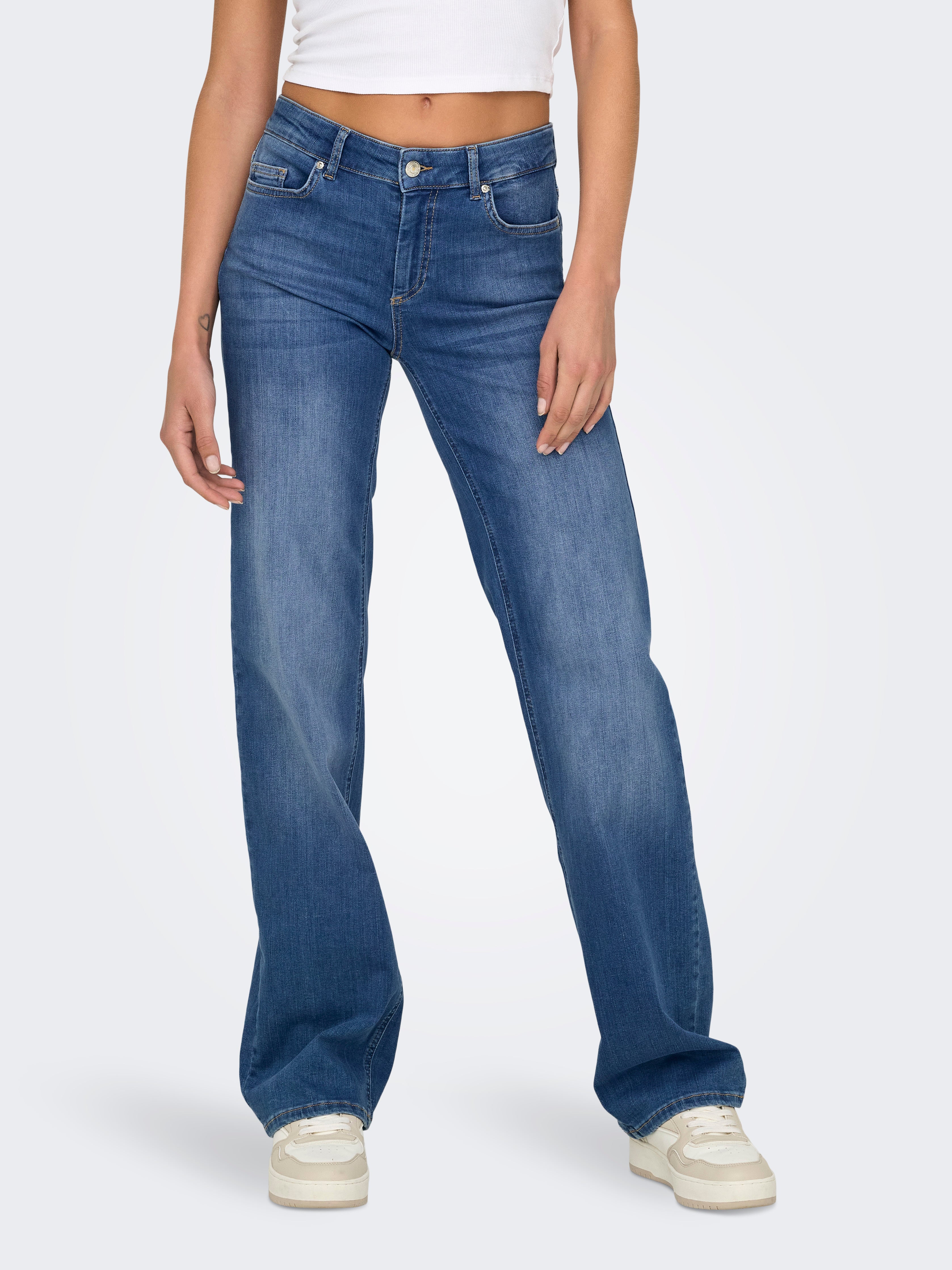 ONLBLUSH Mid waist Straight Fit Jeans Medium Blue Denim