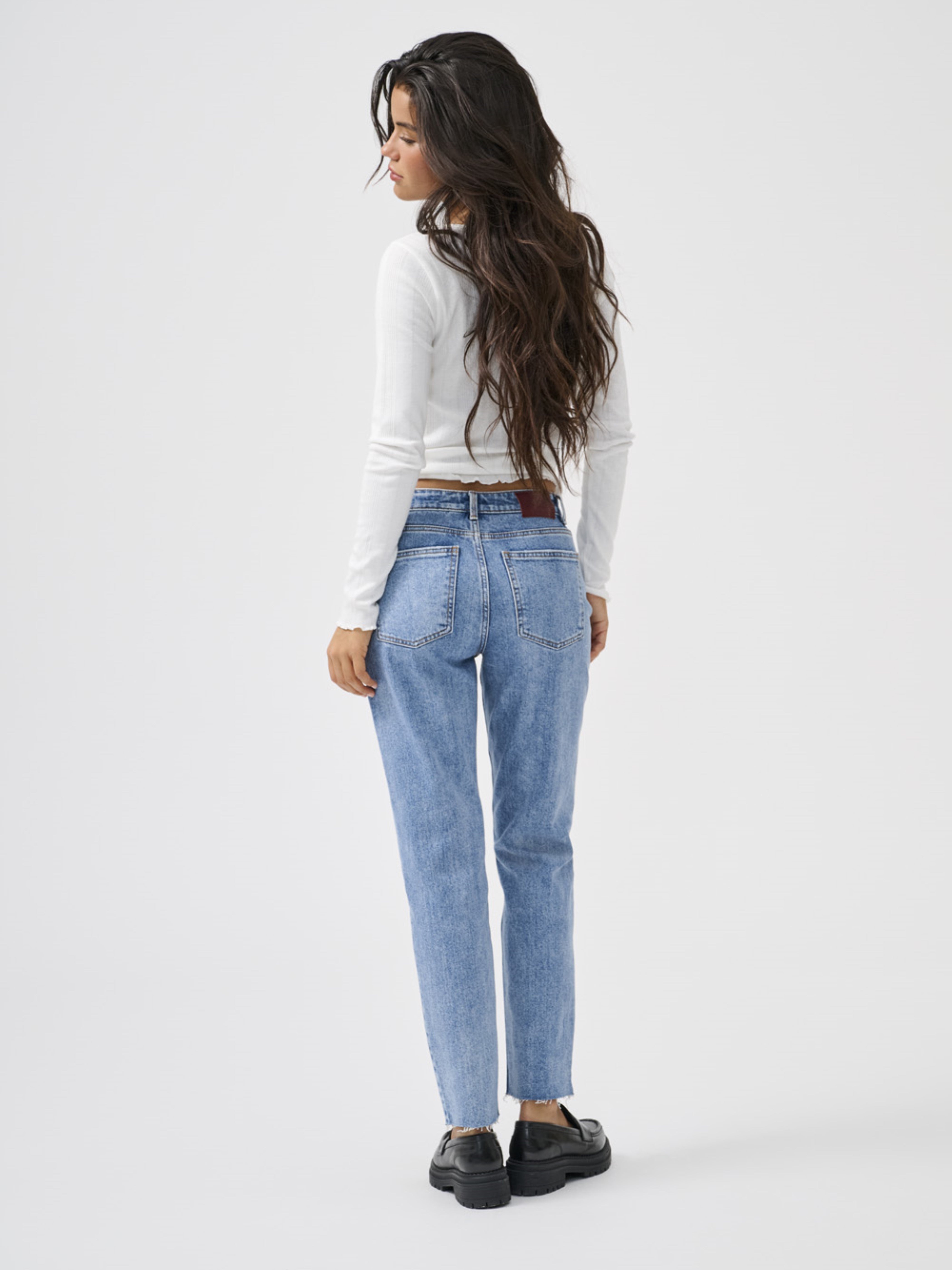 ONLEMILY High waist Straight Fit Cropped Jeans Light Blue Denim
