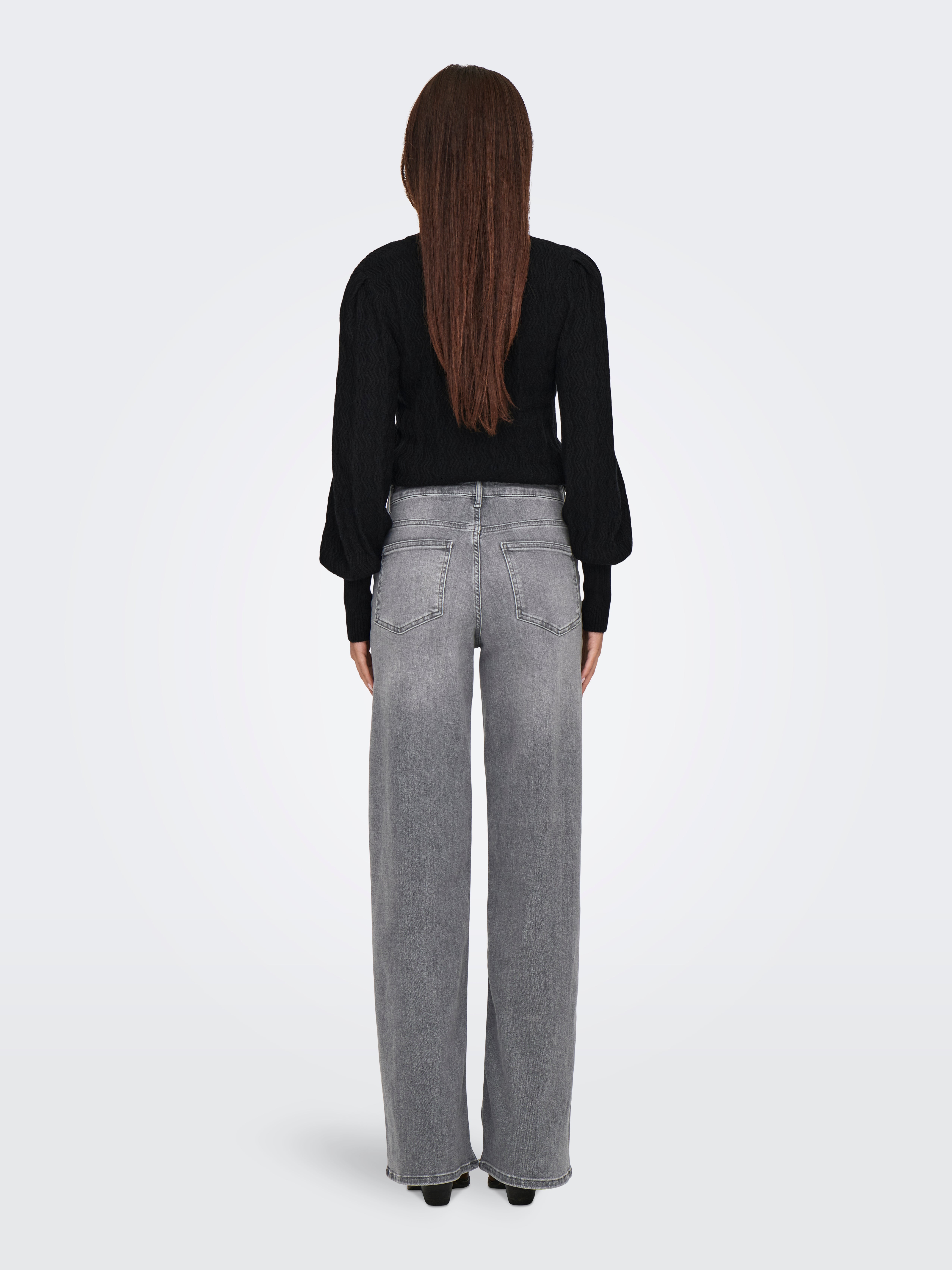 ONLMADISON High waist Wide Leg Fit Jeans Light Grey Denim