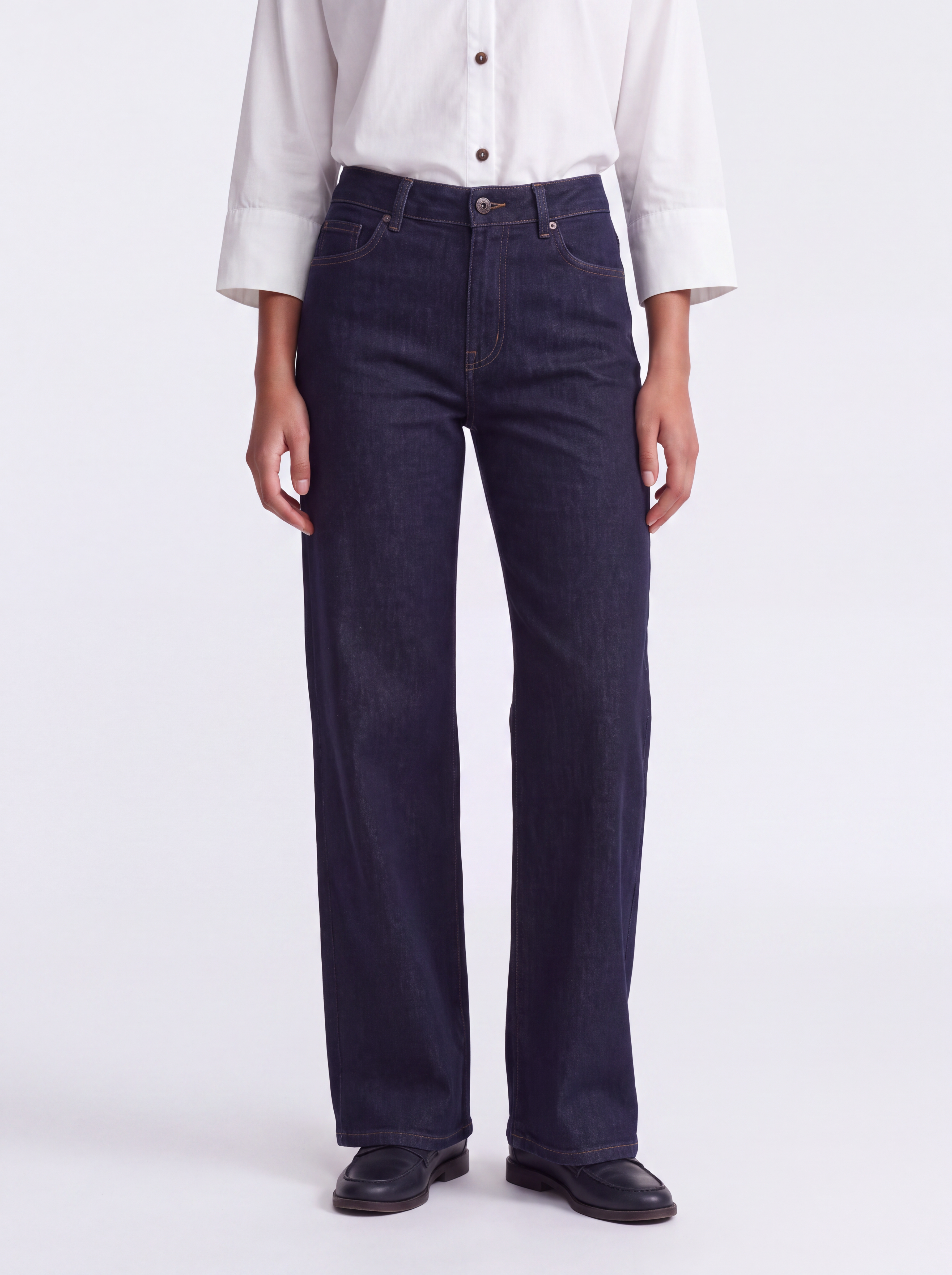 ONLMADISON High waist Wide Leg Fit Jeans Dark Blue Denim