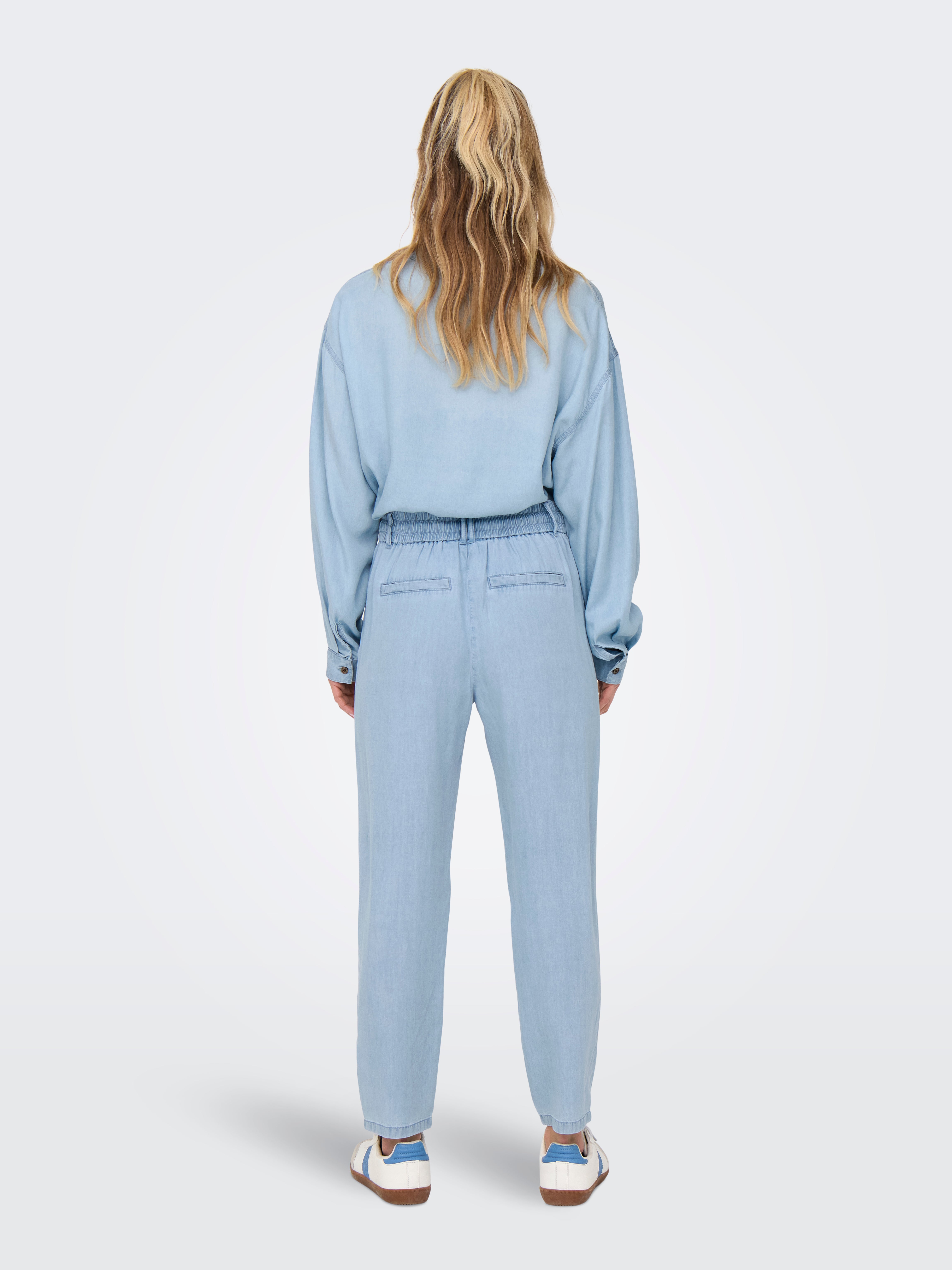 ONLPOPTRASH Straight Fit Trousers Light Blue Denim